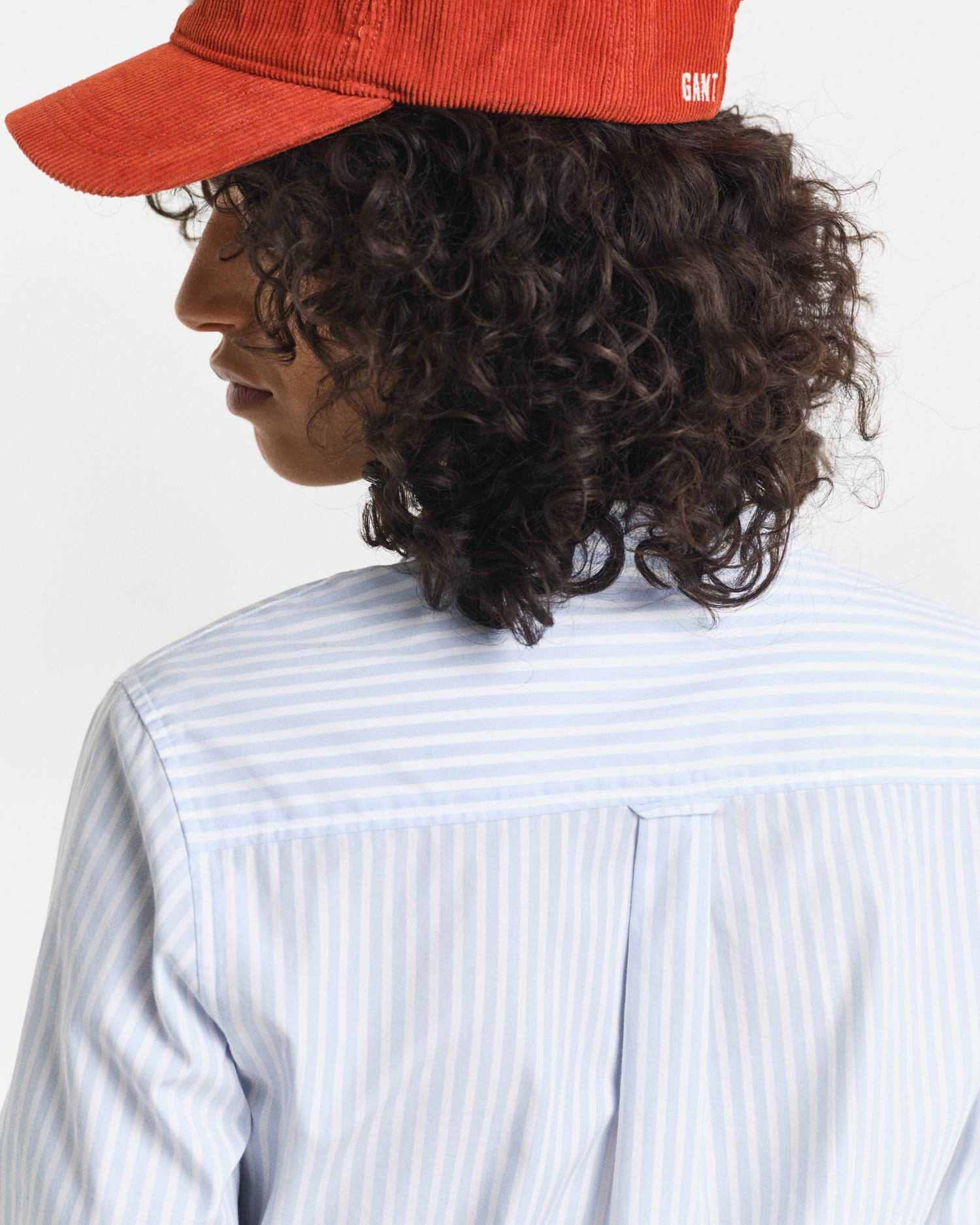 Camisa de Manga Comprida e Design Às Riscas Azul-3