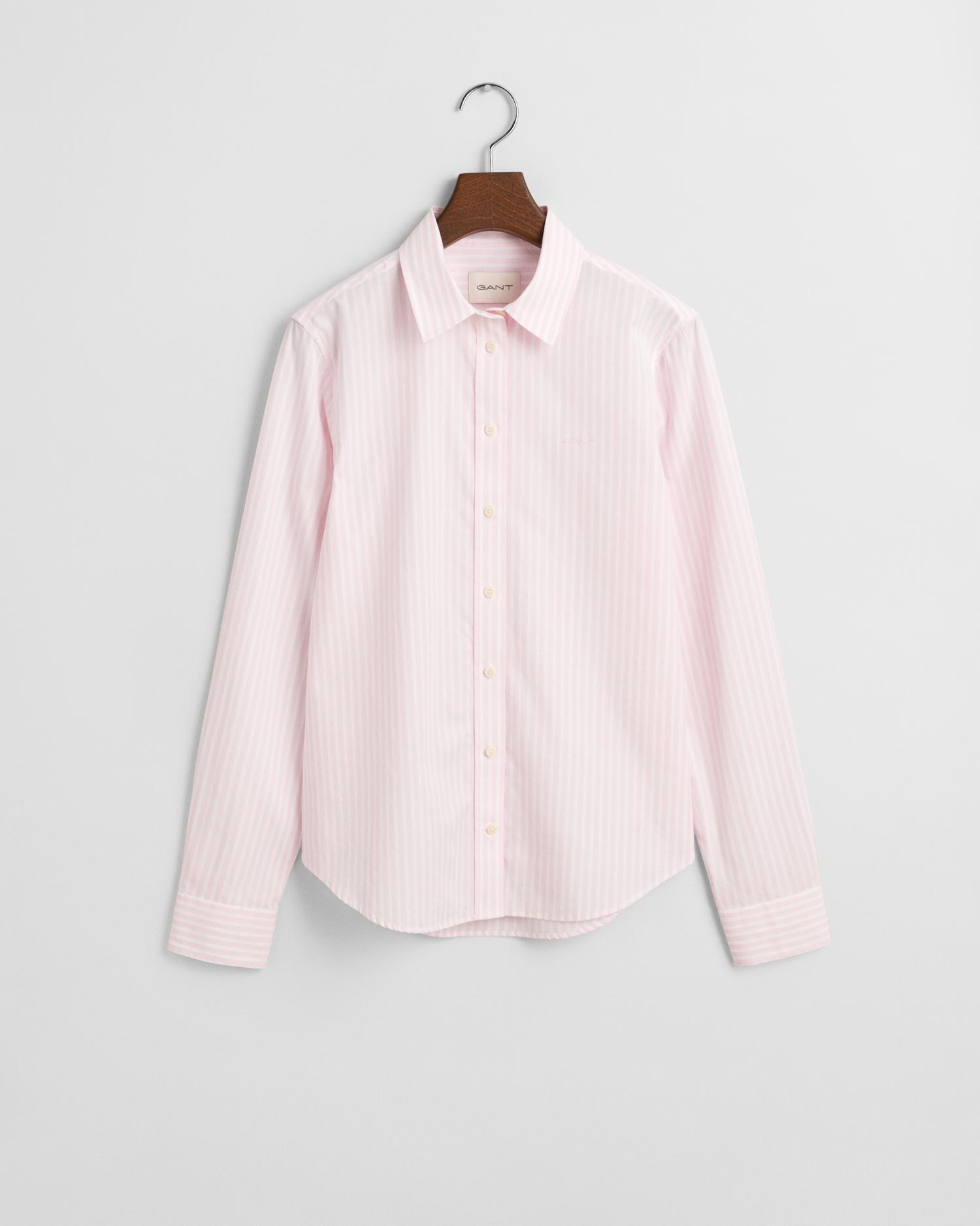 Camisa de Manga Comprida com Design Às Riscas Rosa-5