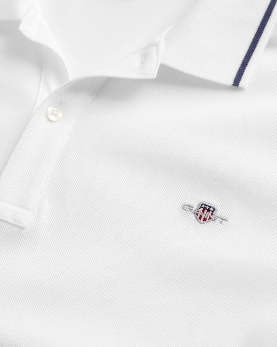 Polo de Algodão com Corte a Direito Branco-2