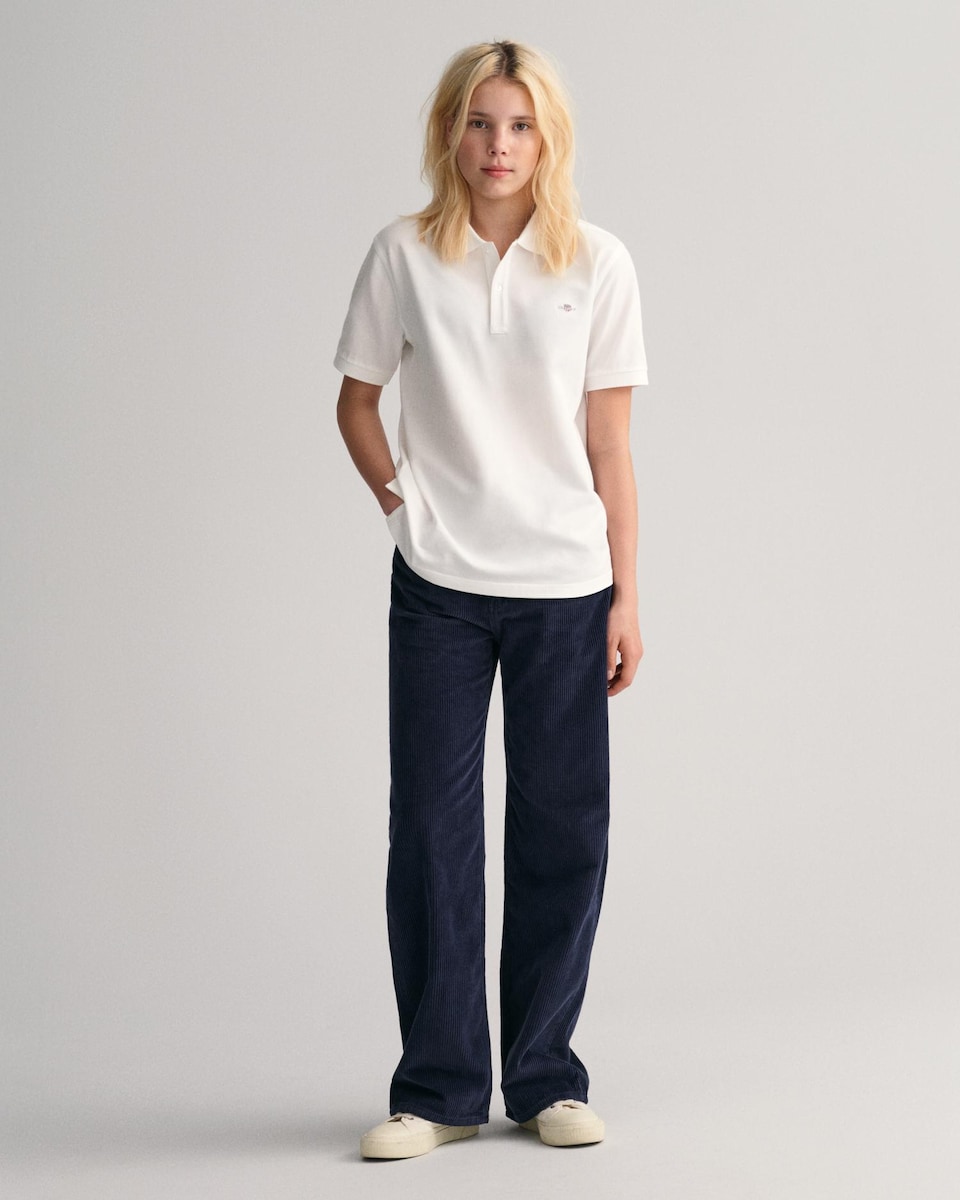 Polo de Algodão com Corte a Direito Branco-4