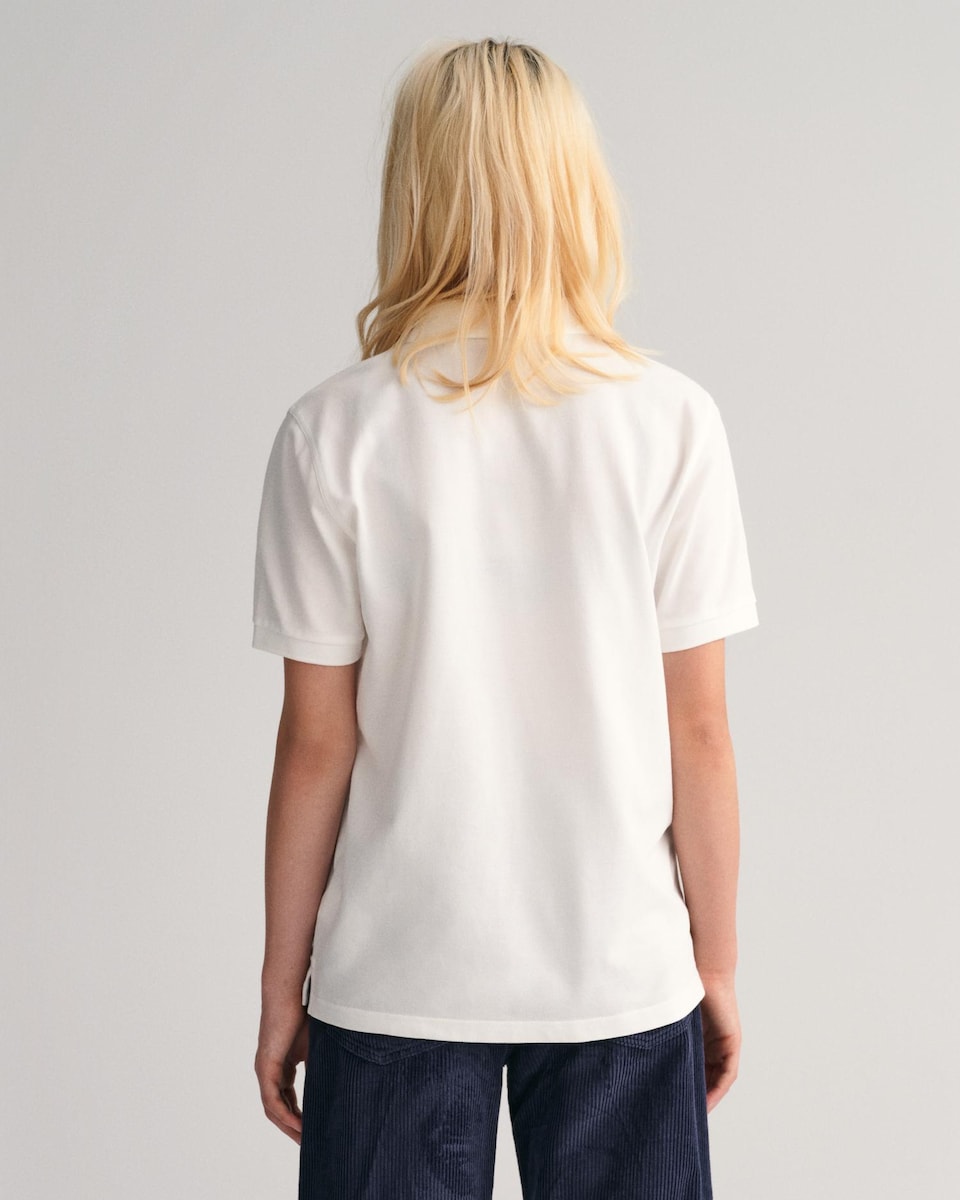 Polo de Algodão com Corte a Direito Branco-5