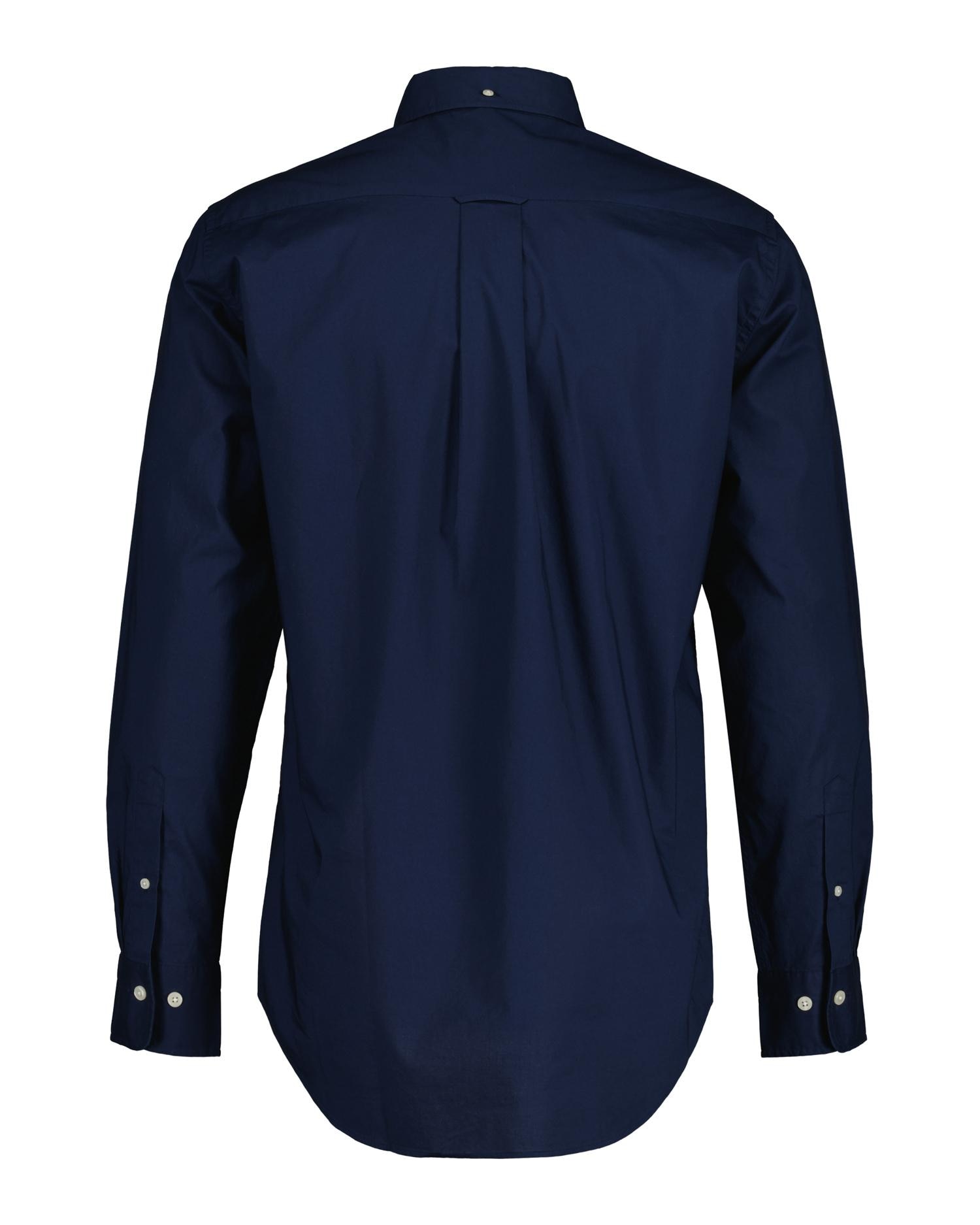 Camisa Lisa de Manga Comprida e Corte Regular Azul-marinho-2