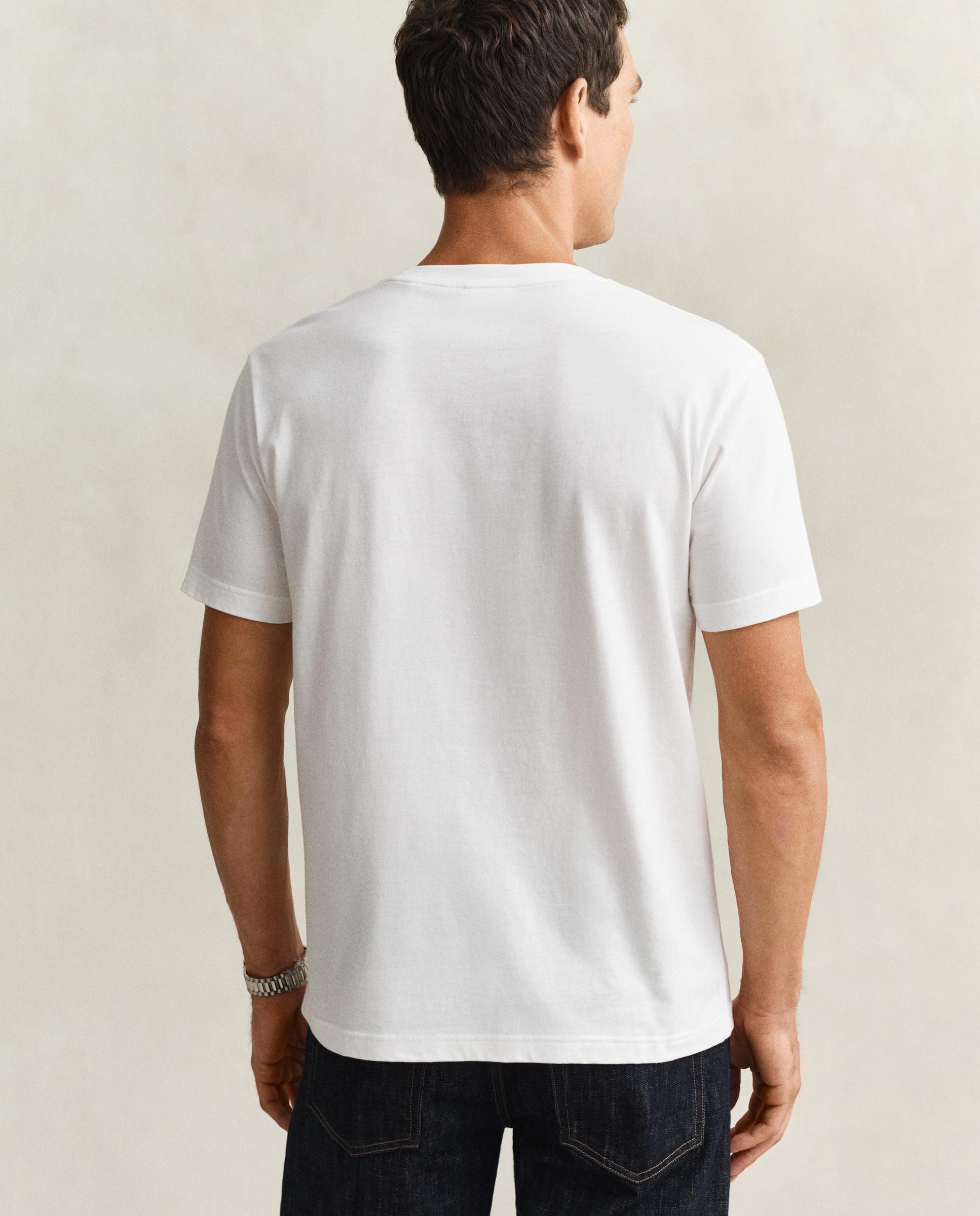 T-shirt de Manga Curta de Gola Redonda e Desenho Frontal Branco-2