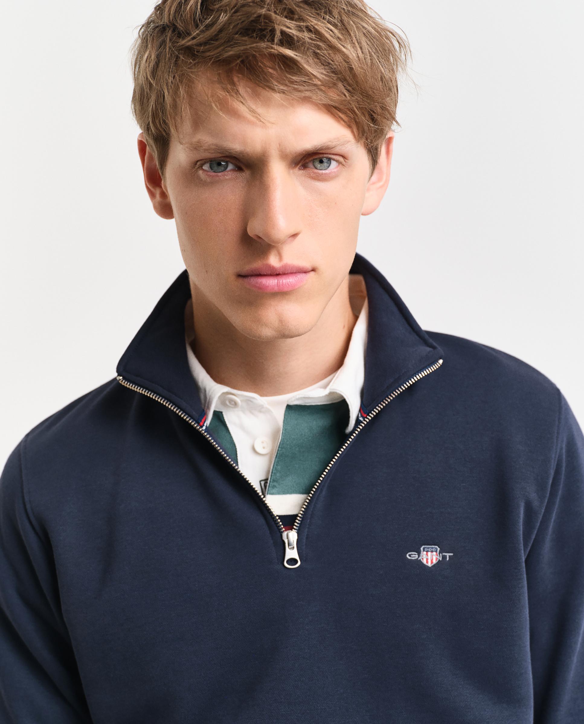 Sweatshirt de Gola Alta com Fecho Zip Azul-marinho-2
