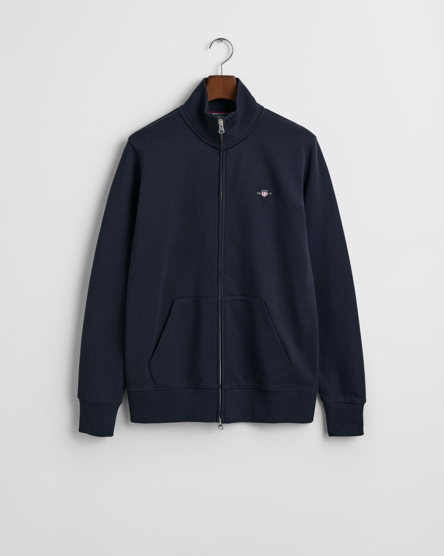 Sweatshirt de Fecho Zip com Bolsos Laterais Azul-escuro-5