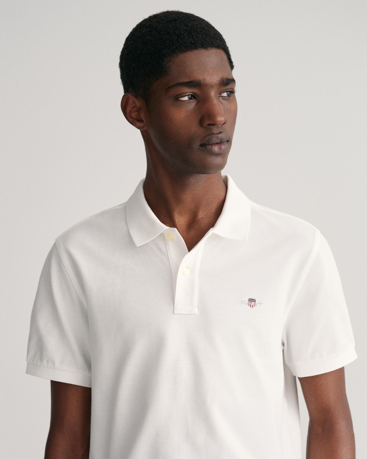 Polo de Piqué Regular Fit Shield Branco-4