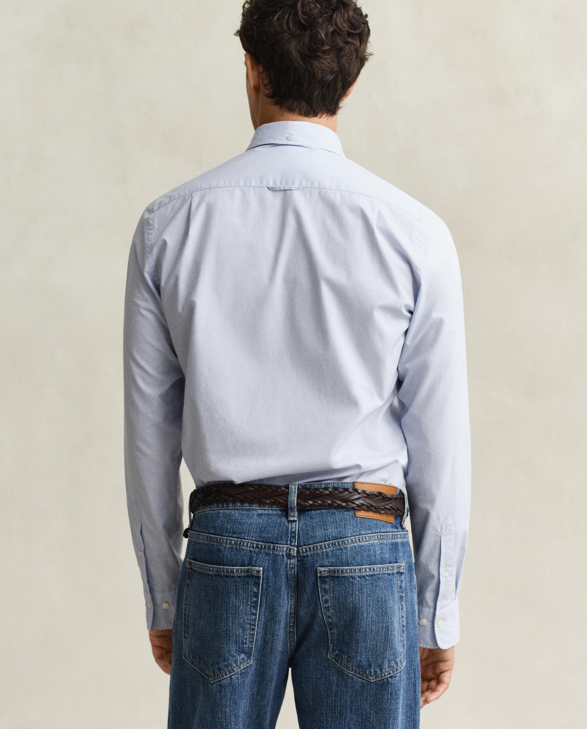 Camisa Slim com Logo no Peito Azul-claro-3