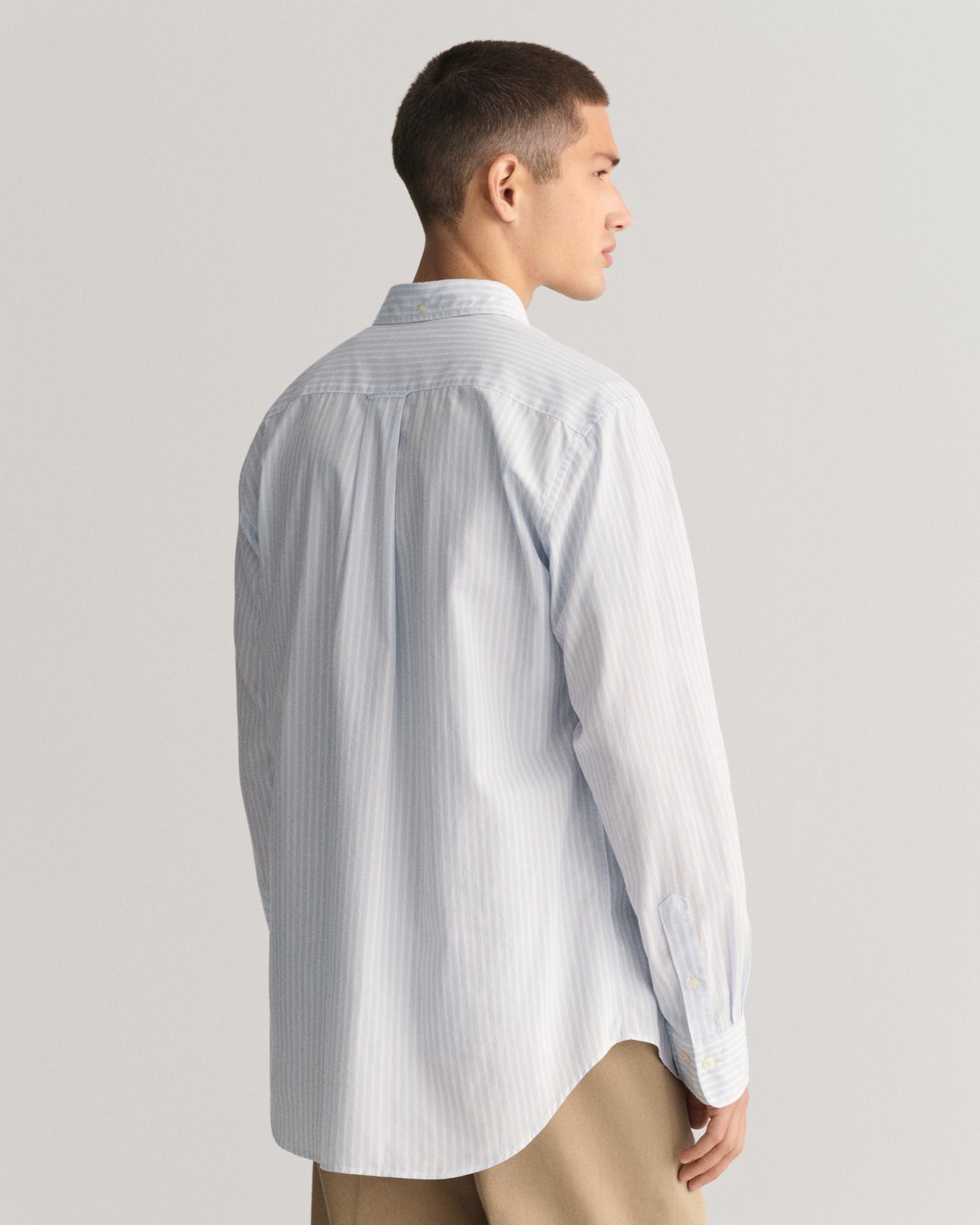 Camisa Às Riscas em Azul Azul-claro-6