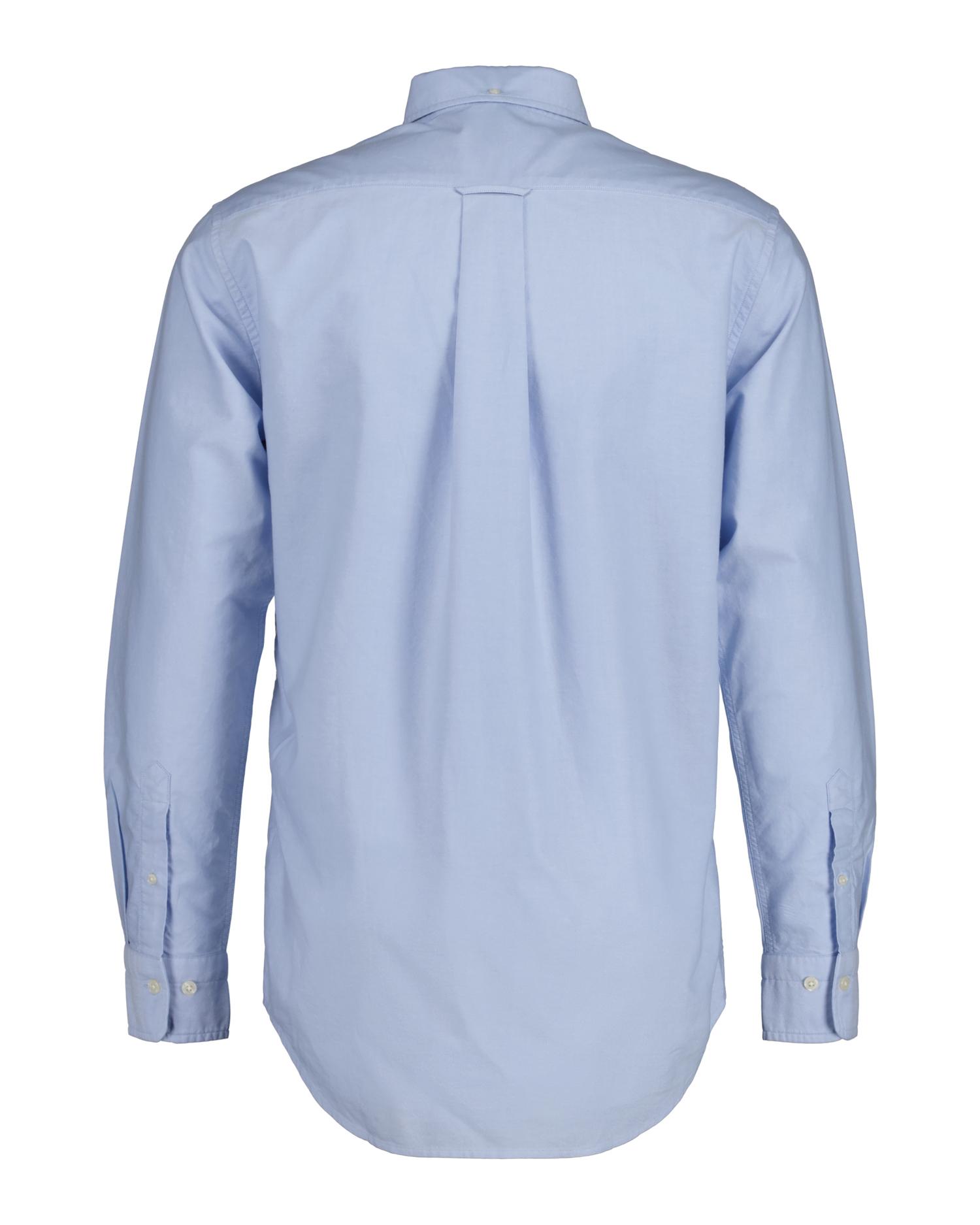 Camisa Oxford Lisa de Manga Comprida e Corte Regular Azul-claro-2