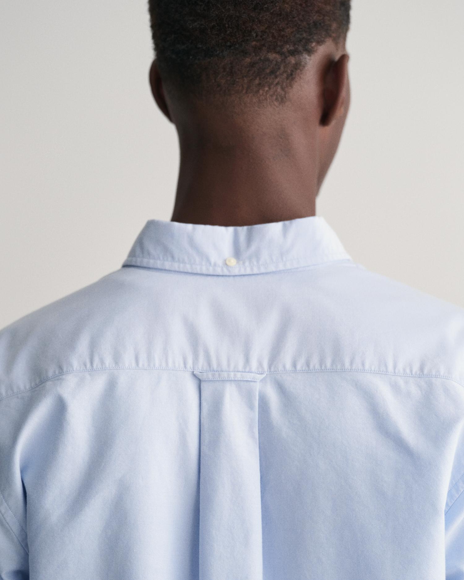 Camisa Oxford Lisa de Manga Comprida e Corte Regular Azul-claro-6