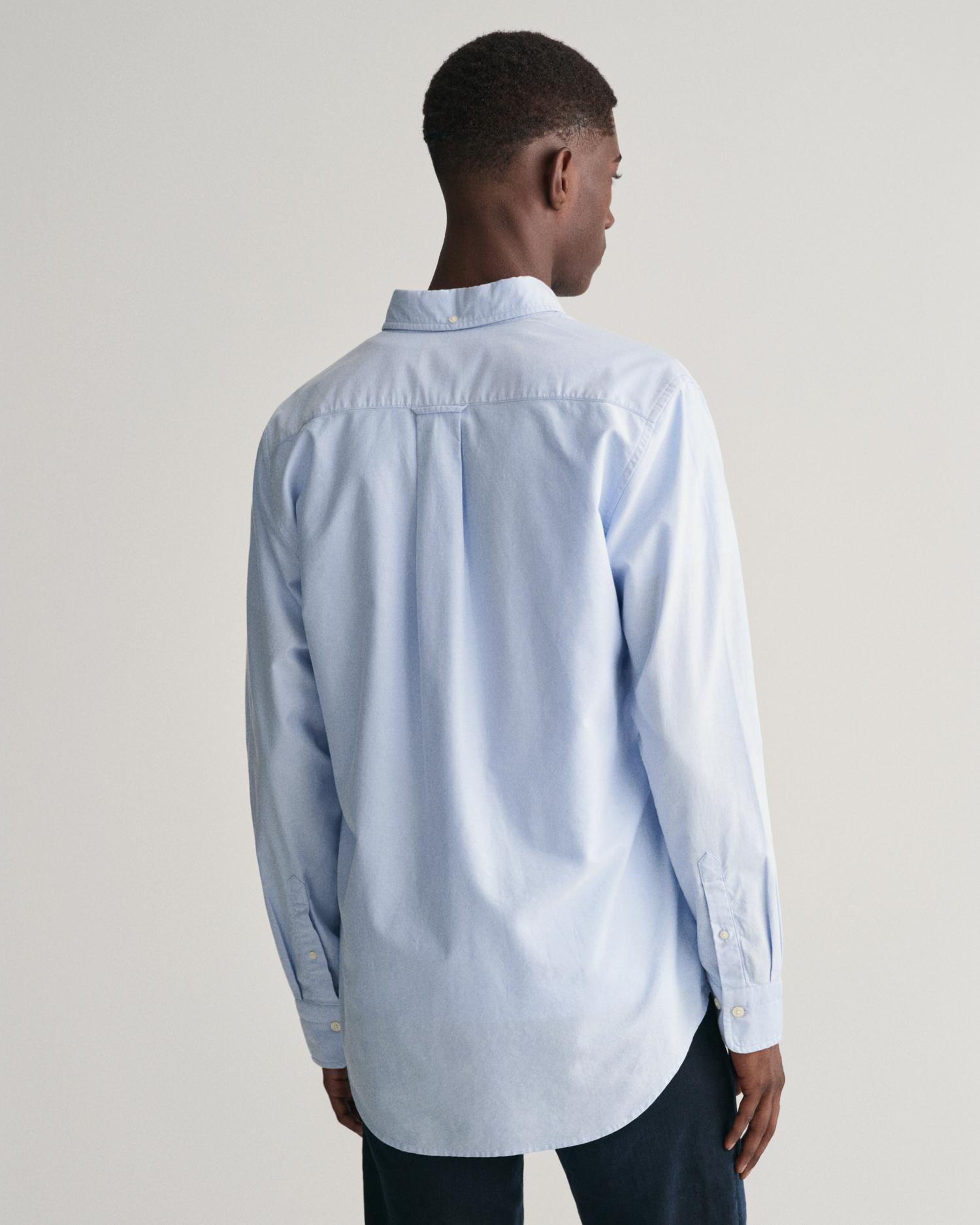 Camisa Oxford de Manga Comprida Azul-2