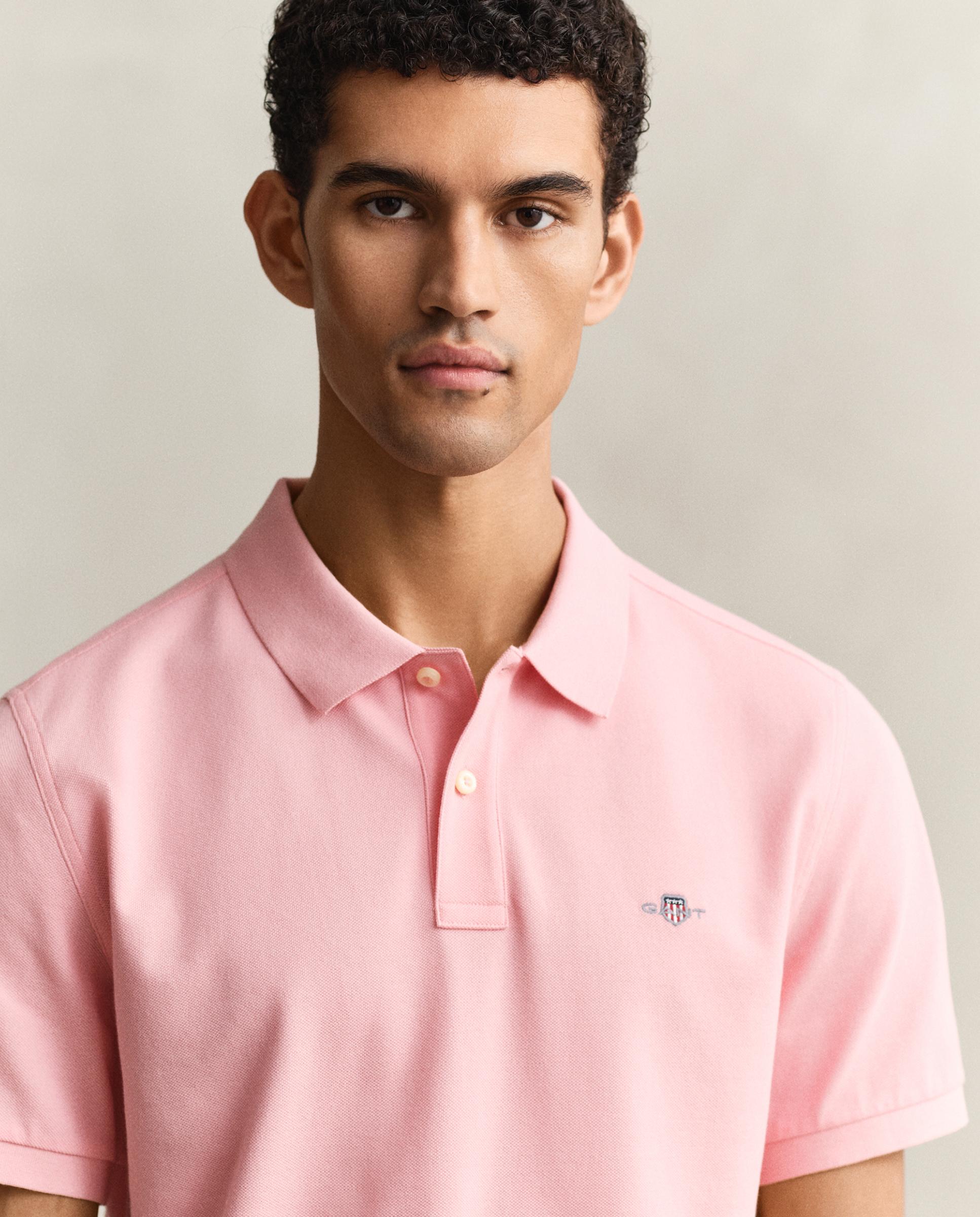 Polo de Piqué Regular Fit Shield Rosa-pastilha-3