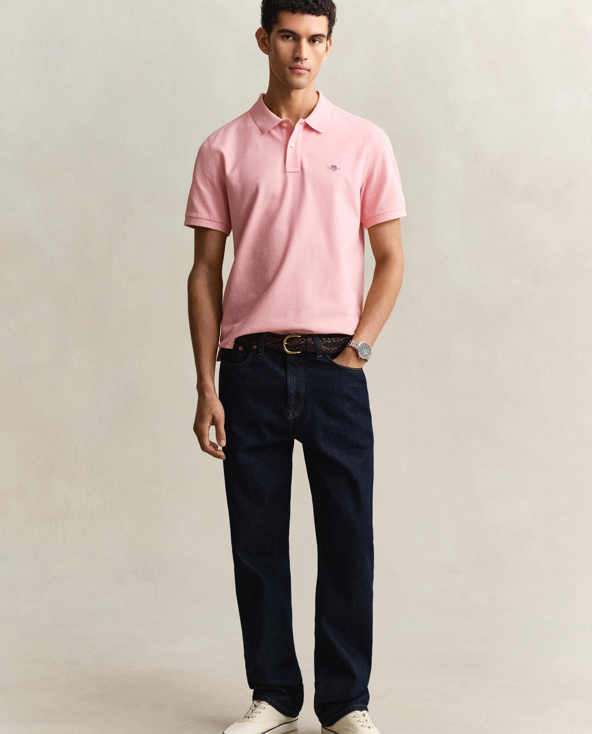 Polo de Piqué Regular Fit Shield Rosa-pastilha-4