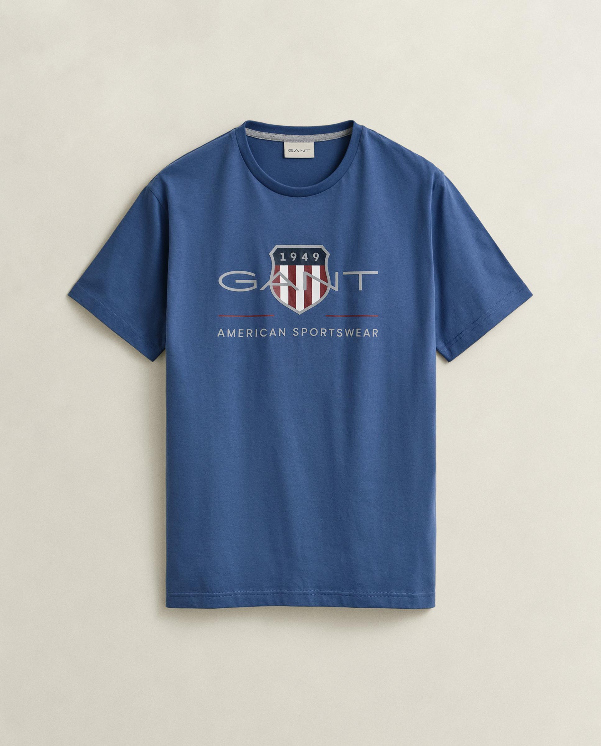 T-shirt Archive Shield de Manga Curta Azul-5