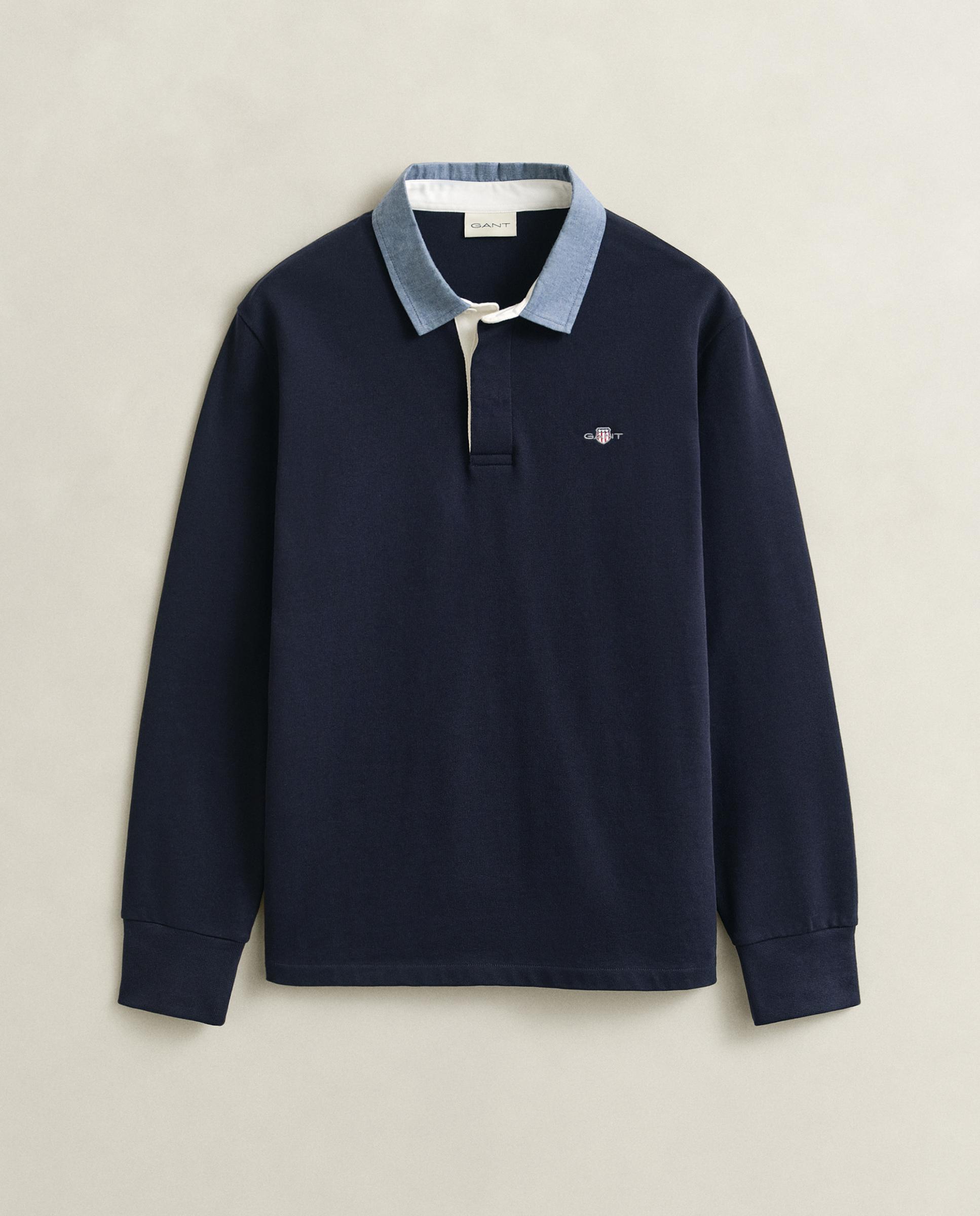 Polo de Manga Comprida em Algodão com Insígnia Gant Azul-escuro-6