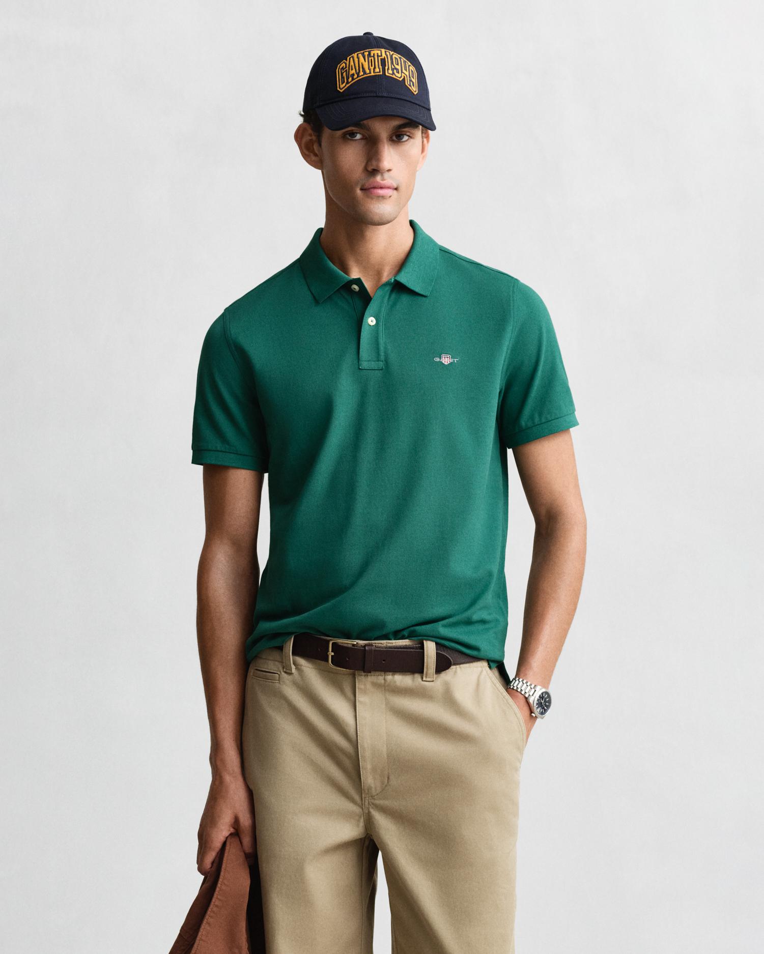Polo de Piqué Corte Regular em Algodão Verde-1