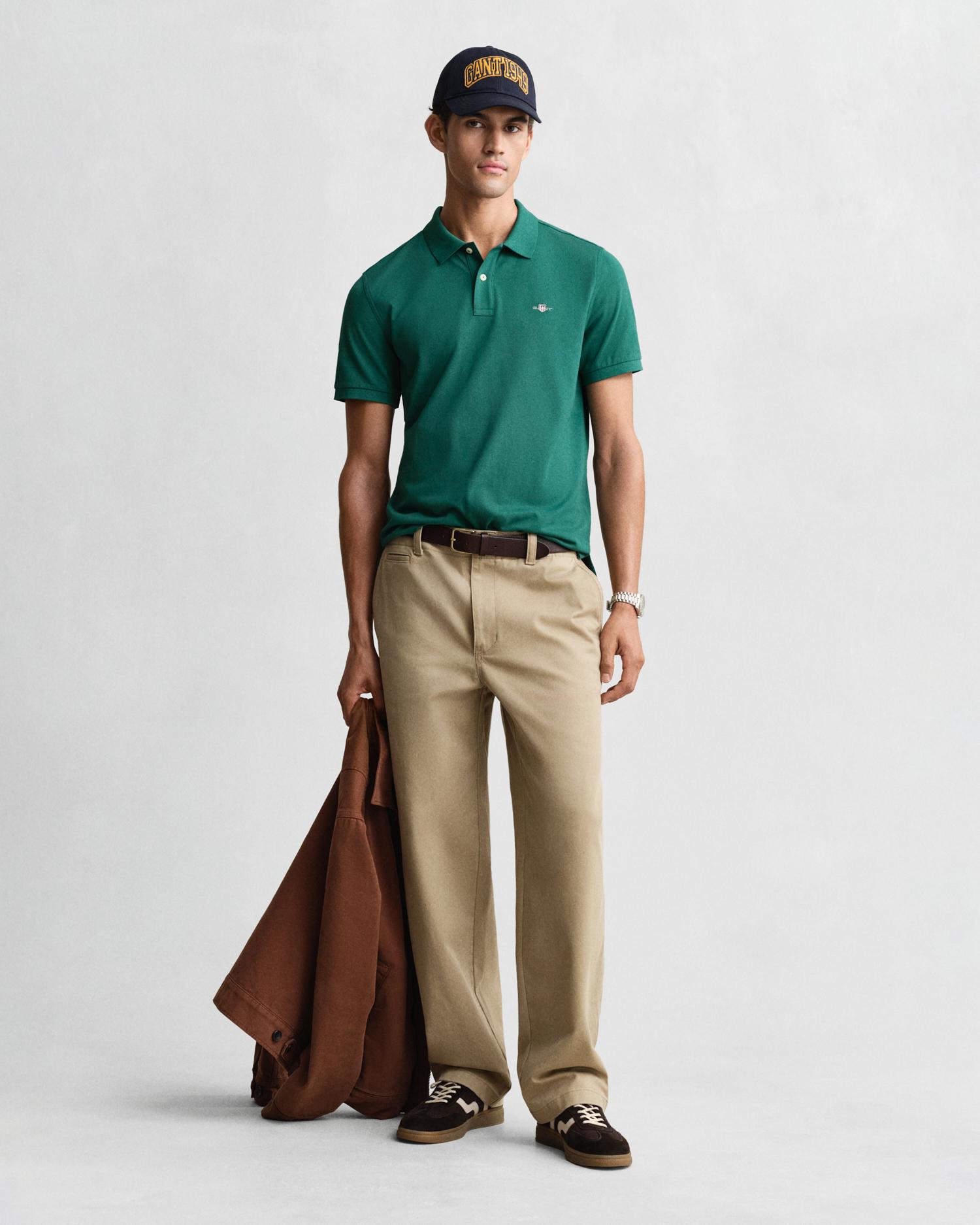 Polo de Piqué Corte Regular em Algodão Verde-4