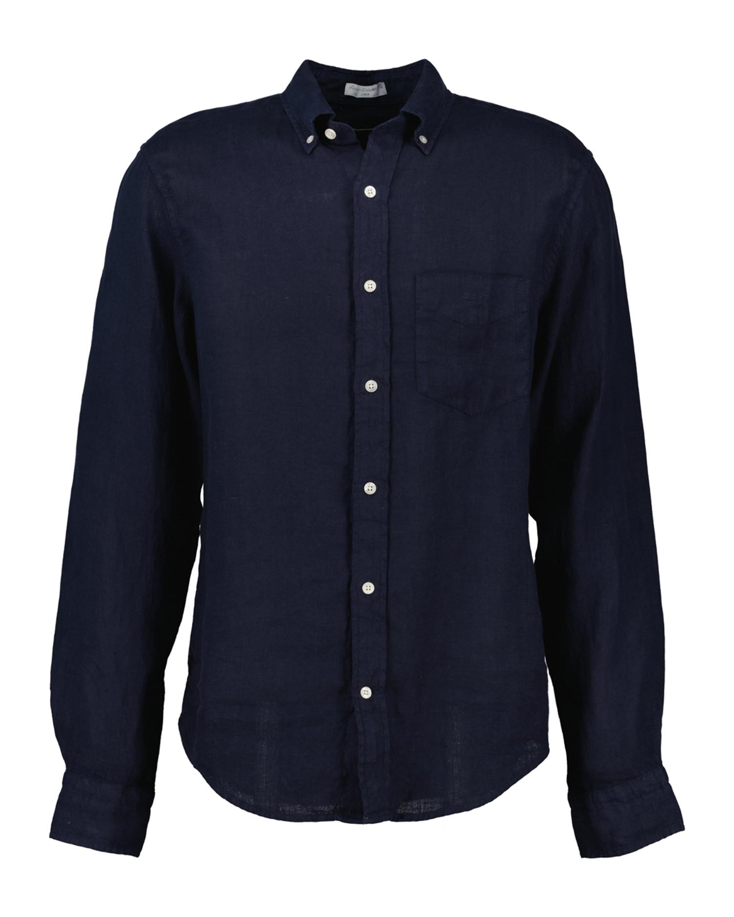 Camisa de Linho Lisa Azul-marinho-5