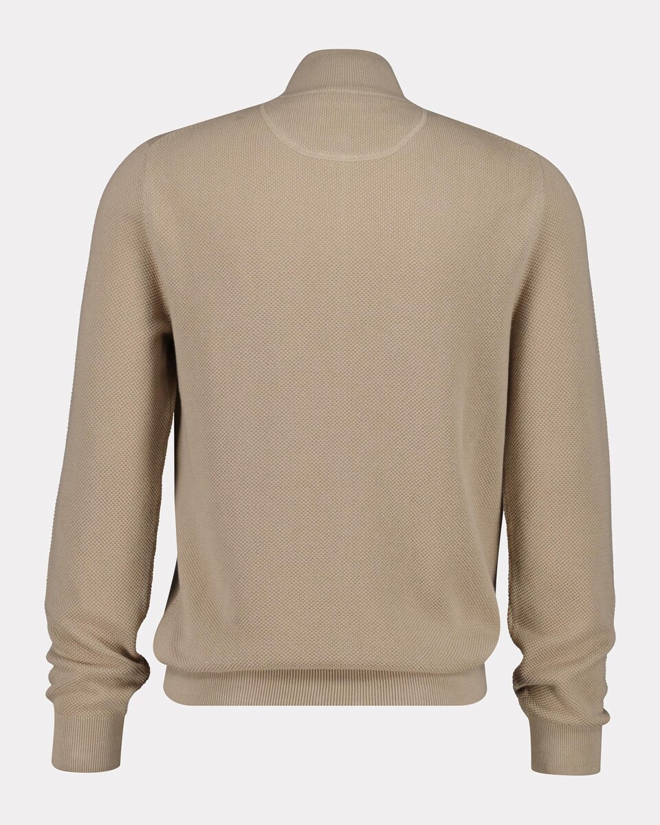 Camisola de Gola Alta com Meio Fecho Zip Castanho-2