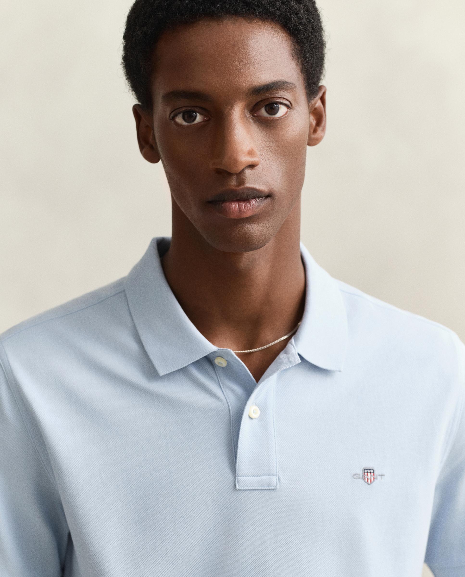 Polo de Piqué Regular Fit Shield Azul-claro-3