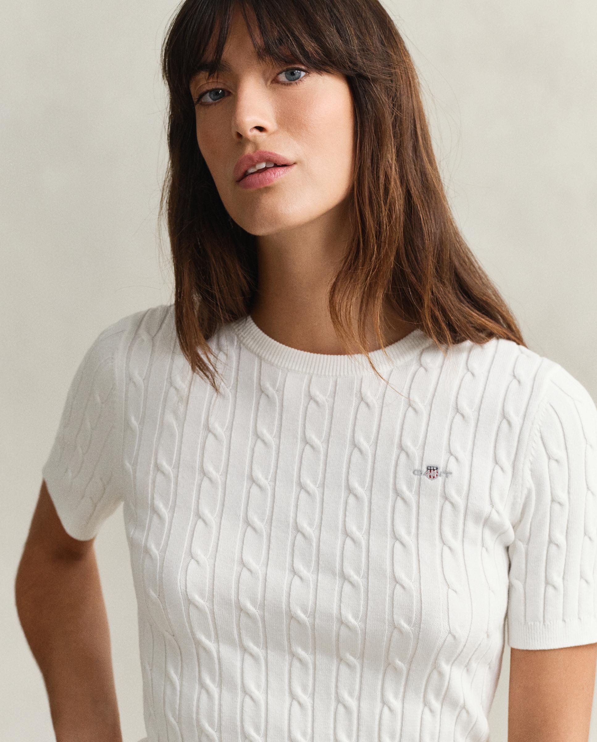 Camisola de Malha de Oitos e Manga Curta Branco-3