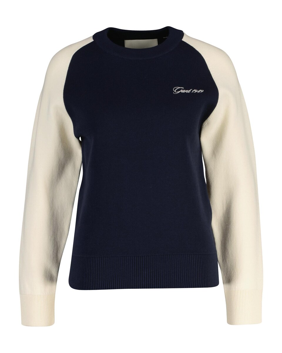 Camisola de Gola Redonda com Blocos de Cor Azul-1