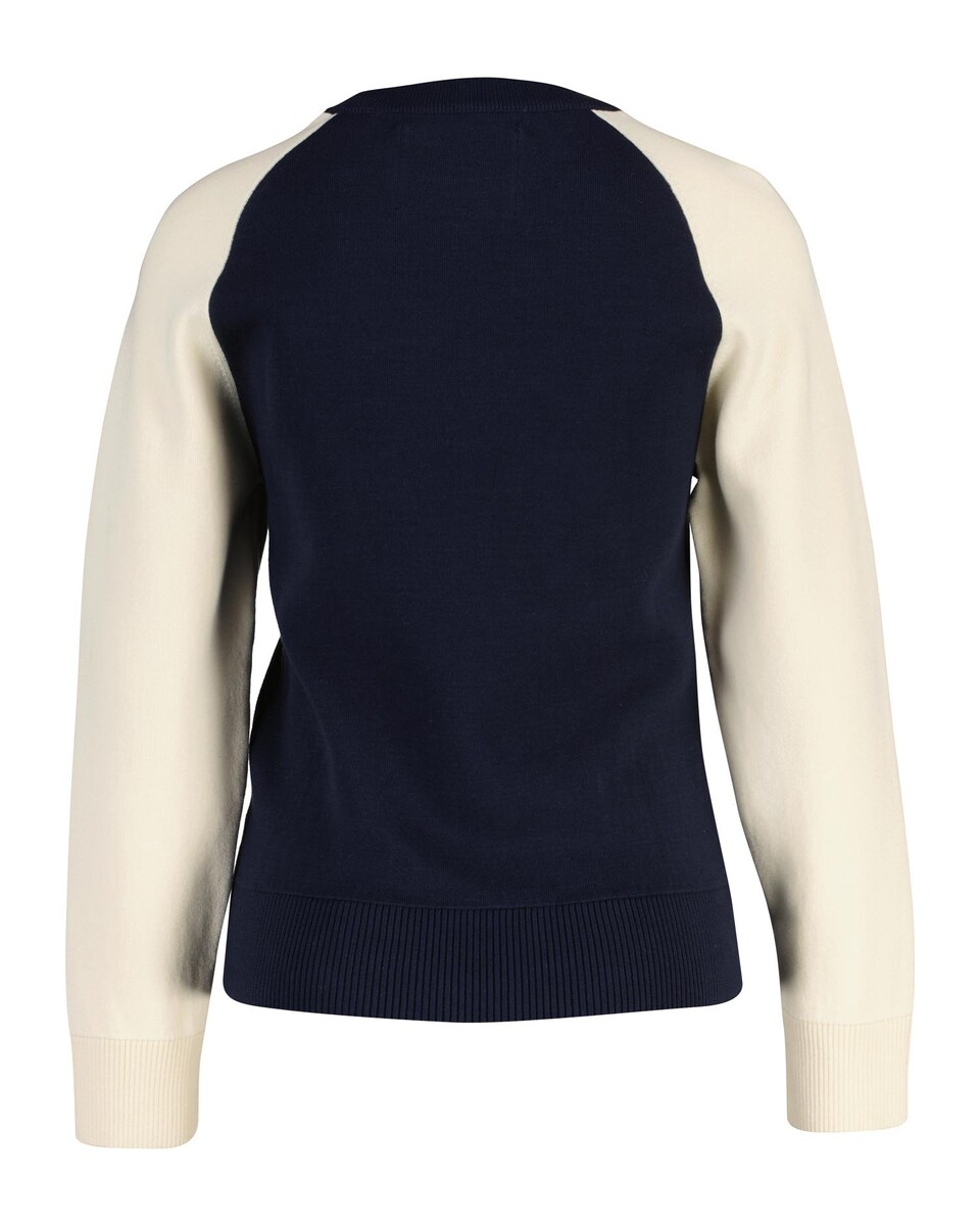 Camisola de Gola Redonda com Blocos de Cor Azul-2