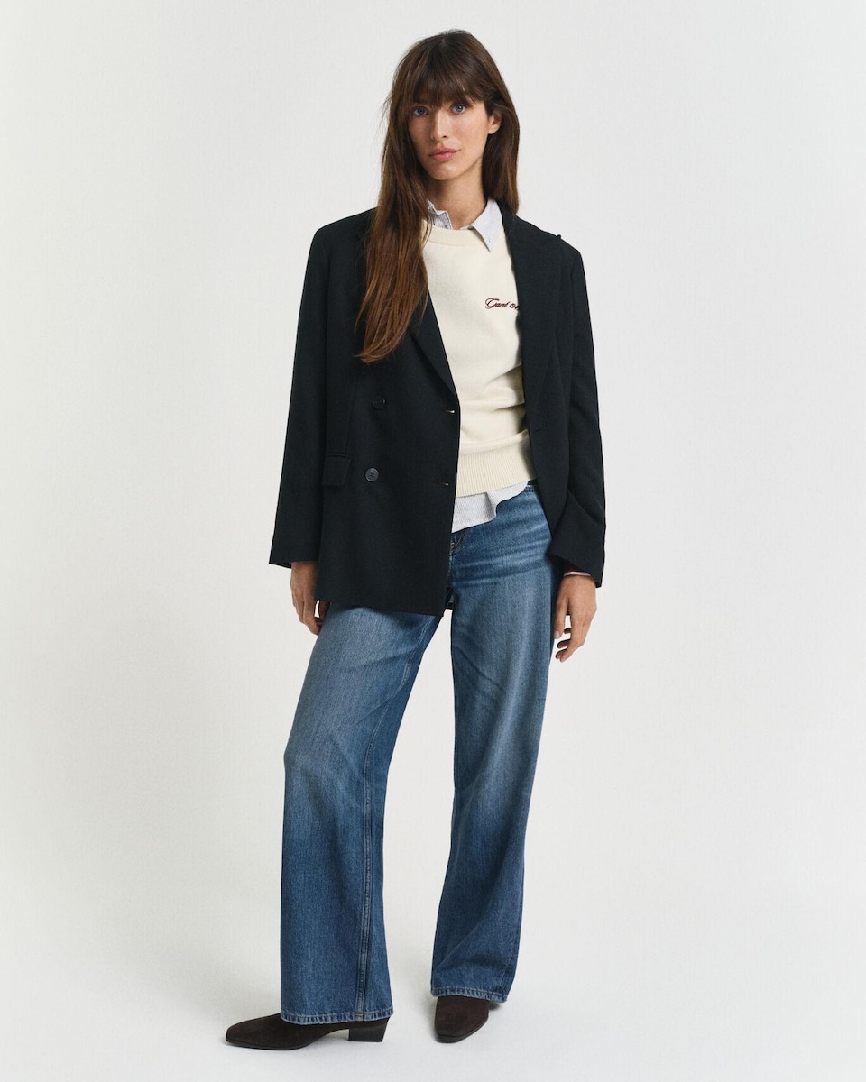 Camisola de Gola Redonda com Blocos de Cor Vermelho-2