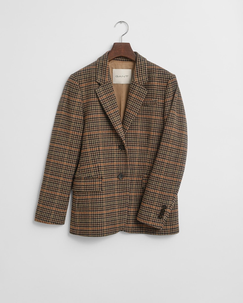 Blazer Estampado com Design de Pied-de-poule Castanho-5