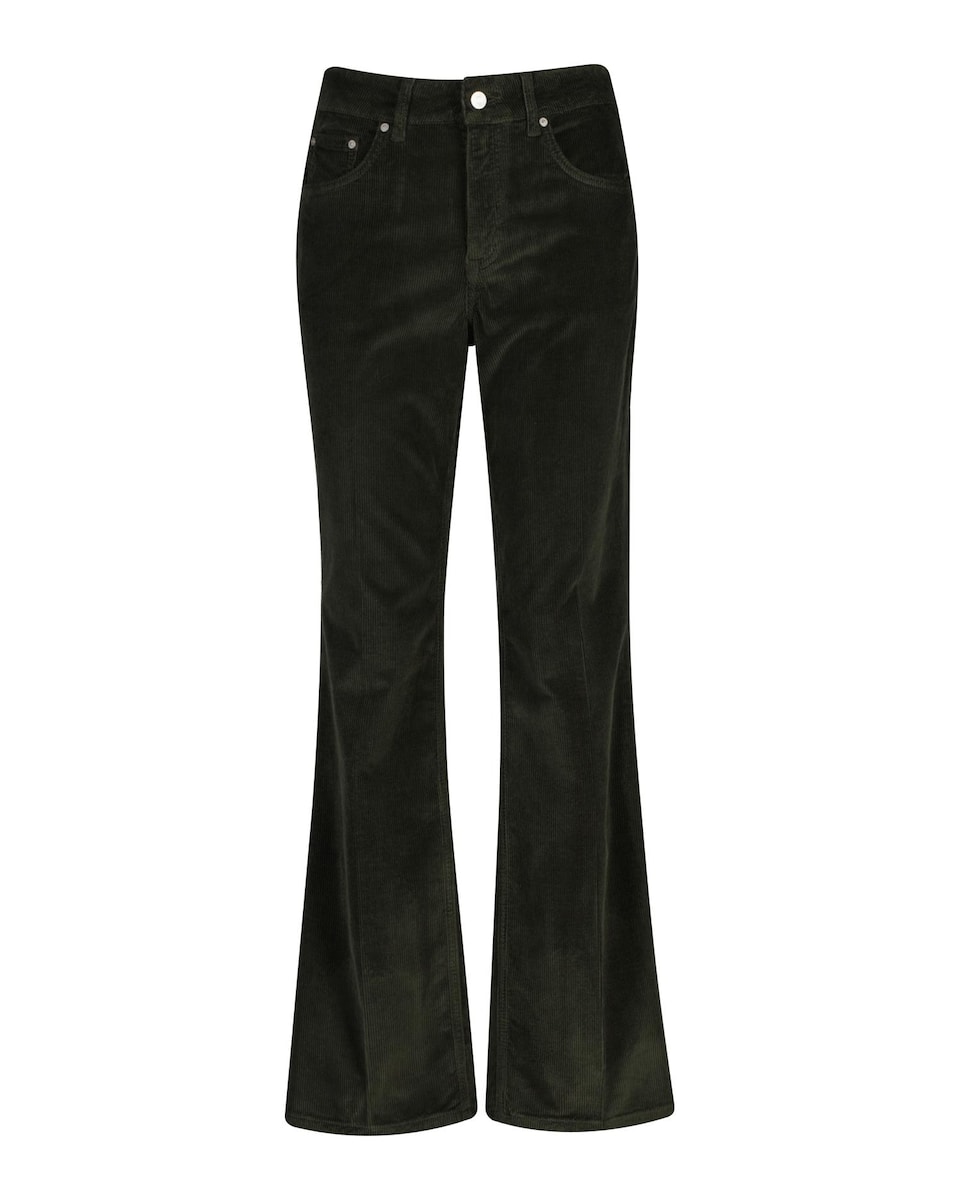 Jeans À Boca de Sino de Bombazina com Bolsos Preto-1