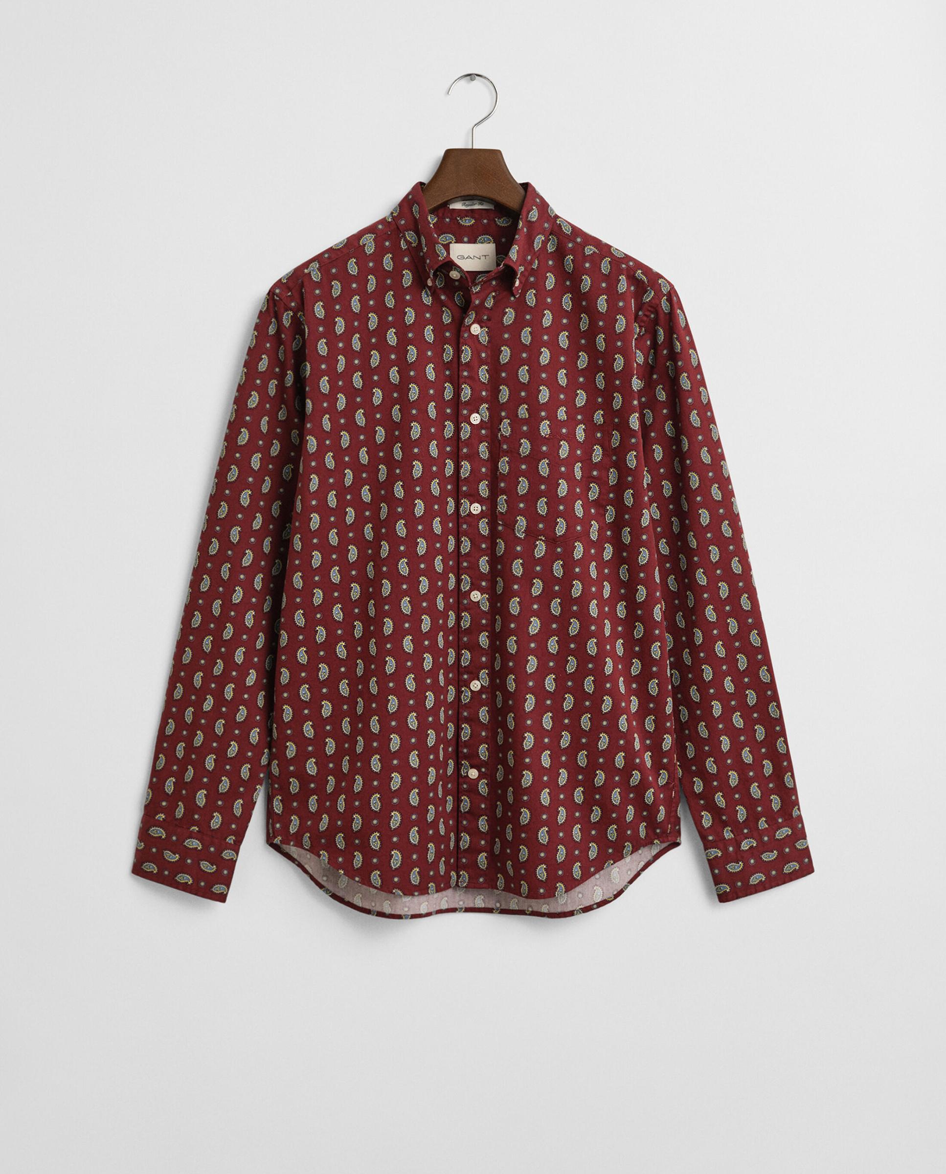 Camisa de Sarja com Estampado de Cachemira Vermelho-2