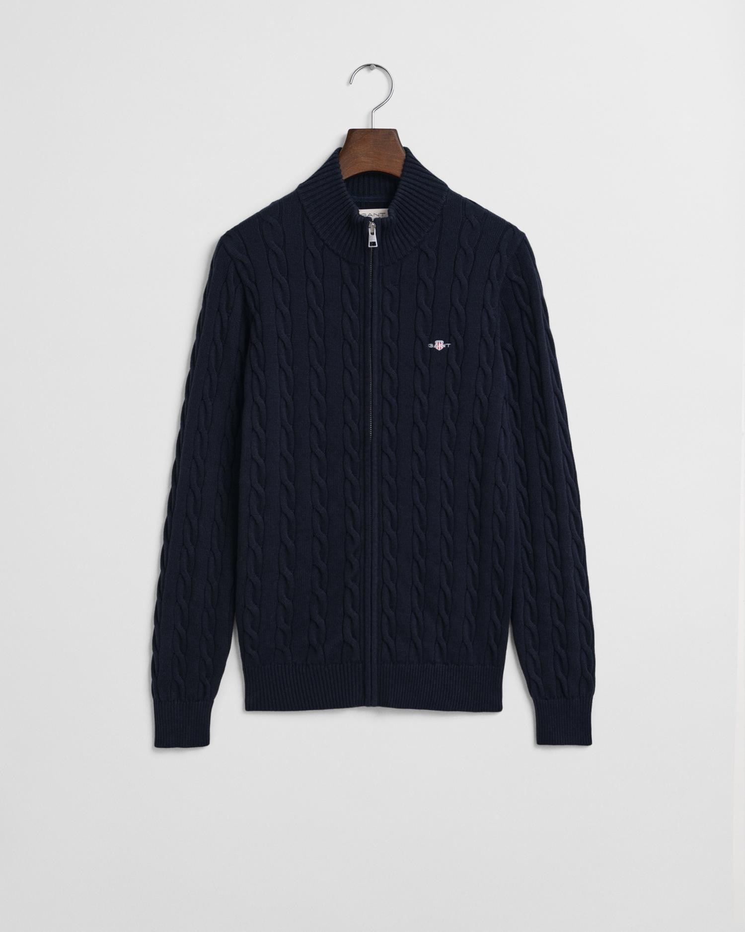 Imagem 0 de Cardigan de Malha de Oitos de Algodão com Fecho Zip