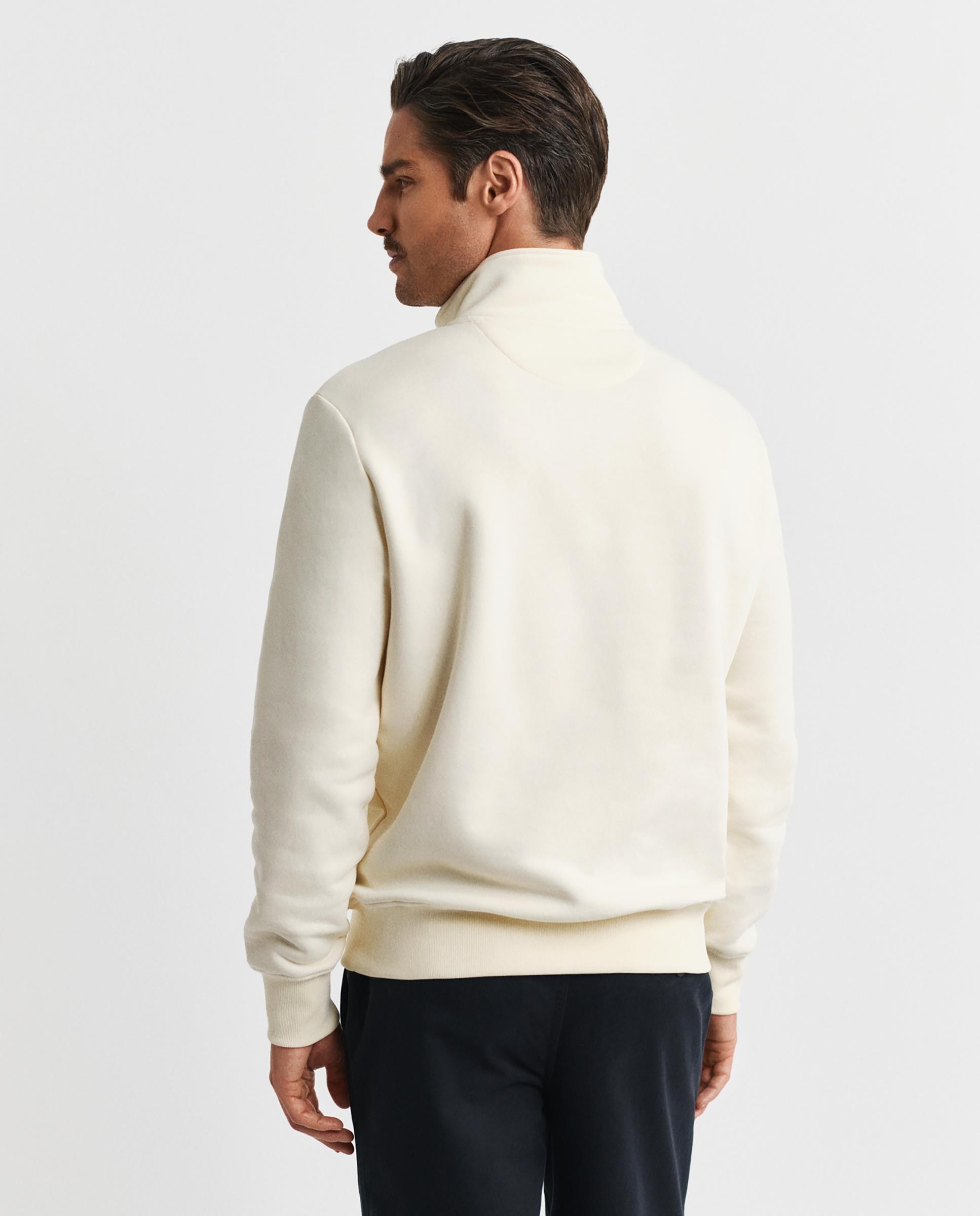 Sweatshirt com Meia Fecho Zip e Gráfico no Peito Branco-3
