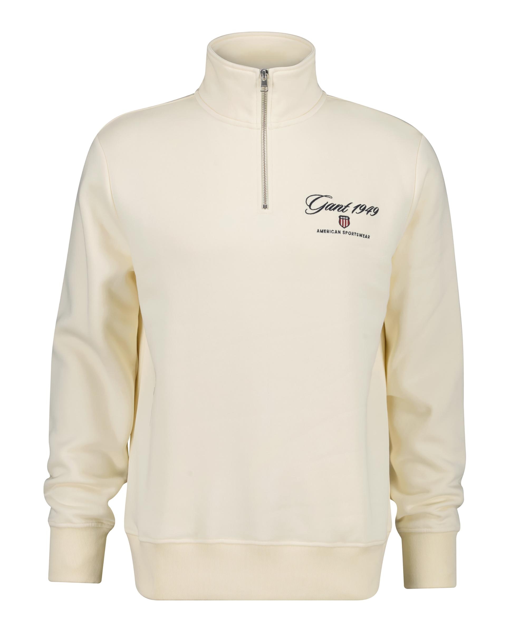 Sweatshirt com Meia Fecho Zip e Gráfico no Peito Branco-4