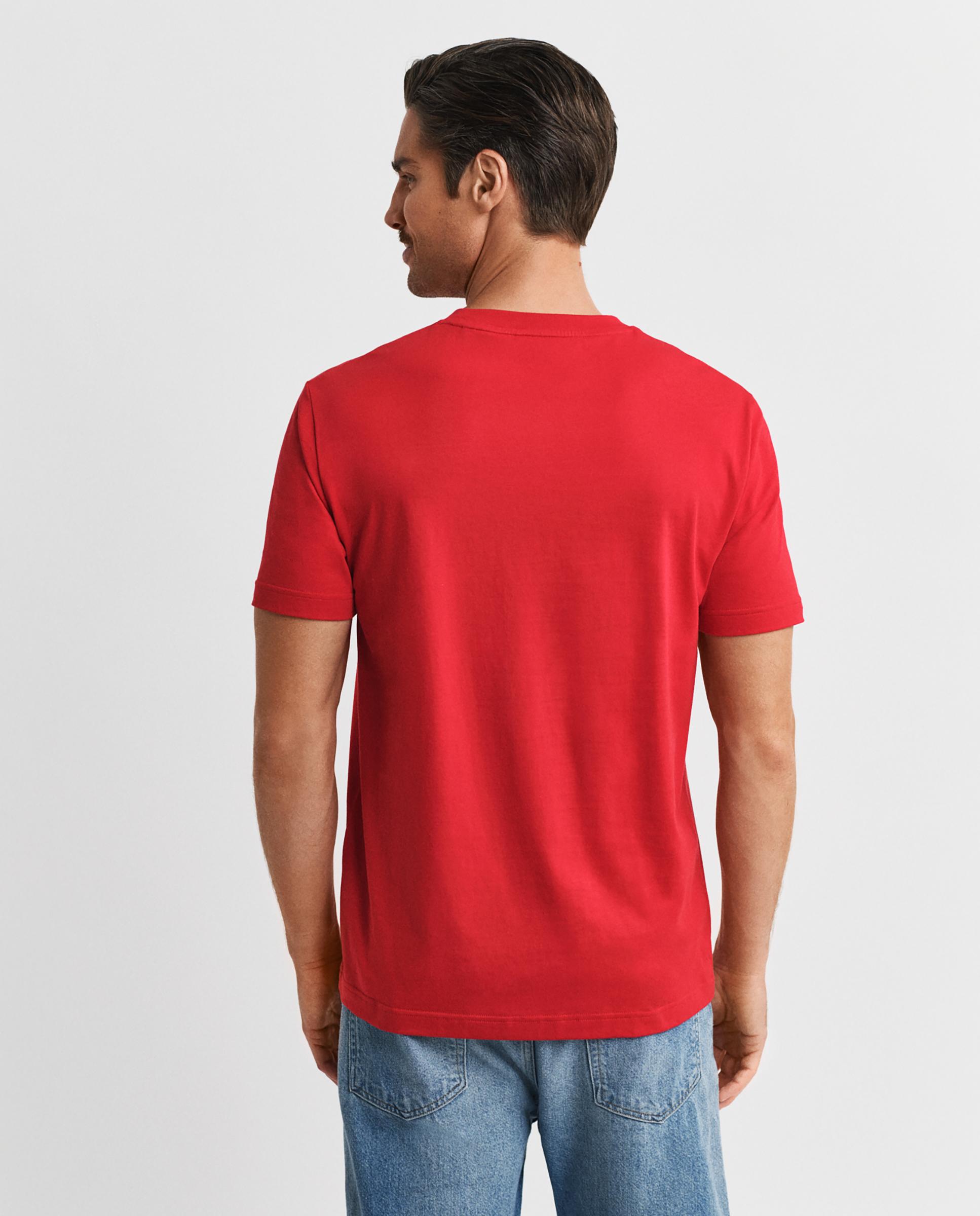 T-shirt de Manga Curta com Desenho Frontal Vermelho-2