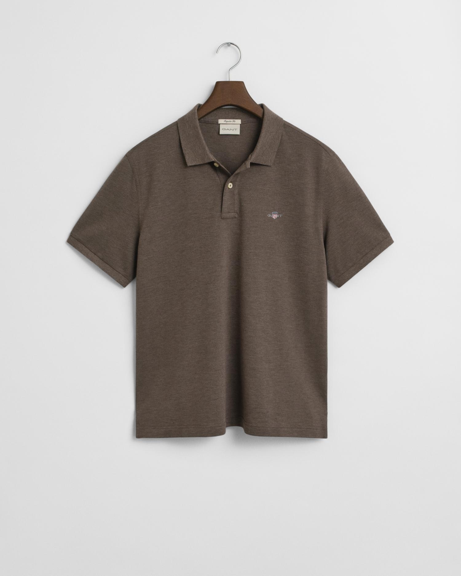 Polo de Piqué Corte Regular em Algodão Castanho-5