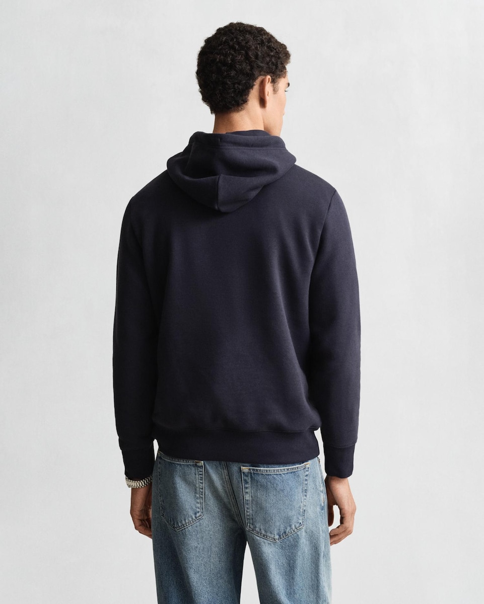 Sweatshirt com Capuz e Gráfico Frontal Azul-escuro-2