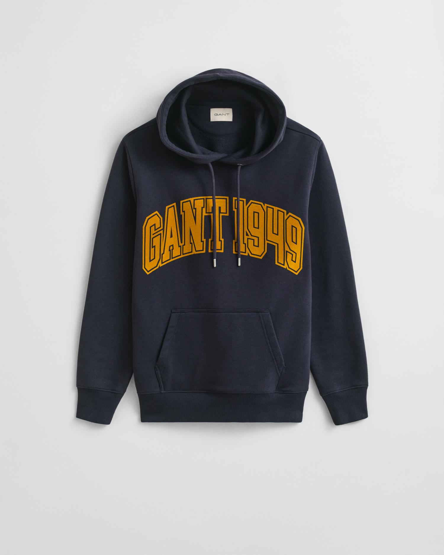 Sweatshirt com Capuz e Gráfico Frontal Azul-escuro-5