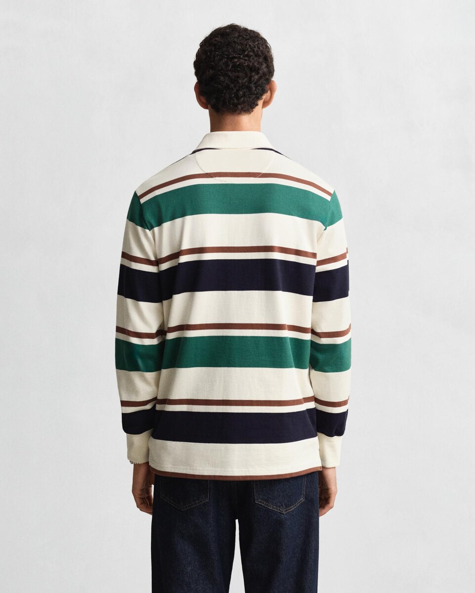 Polo de Manga Comprida com Design Às Riscas Verde-2