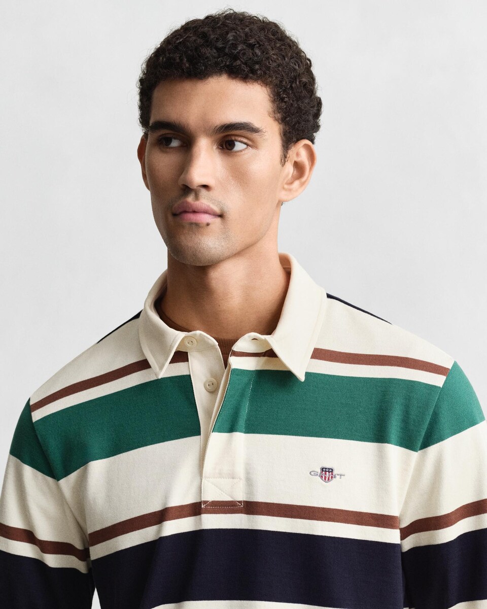 Polo de Manga Comprida com Design Às Riscas Verde-3