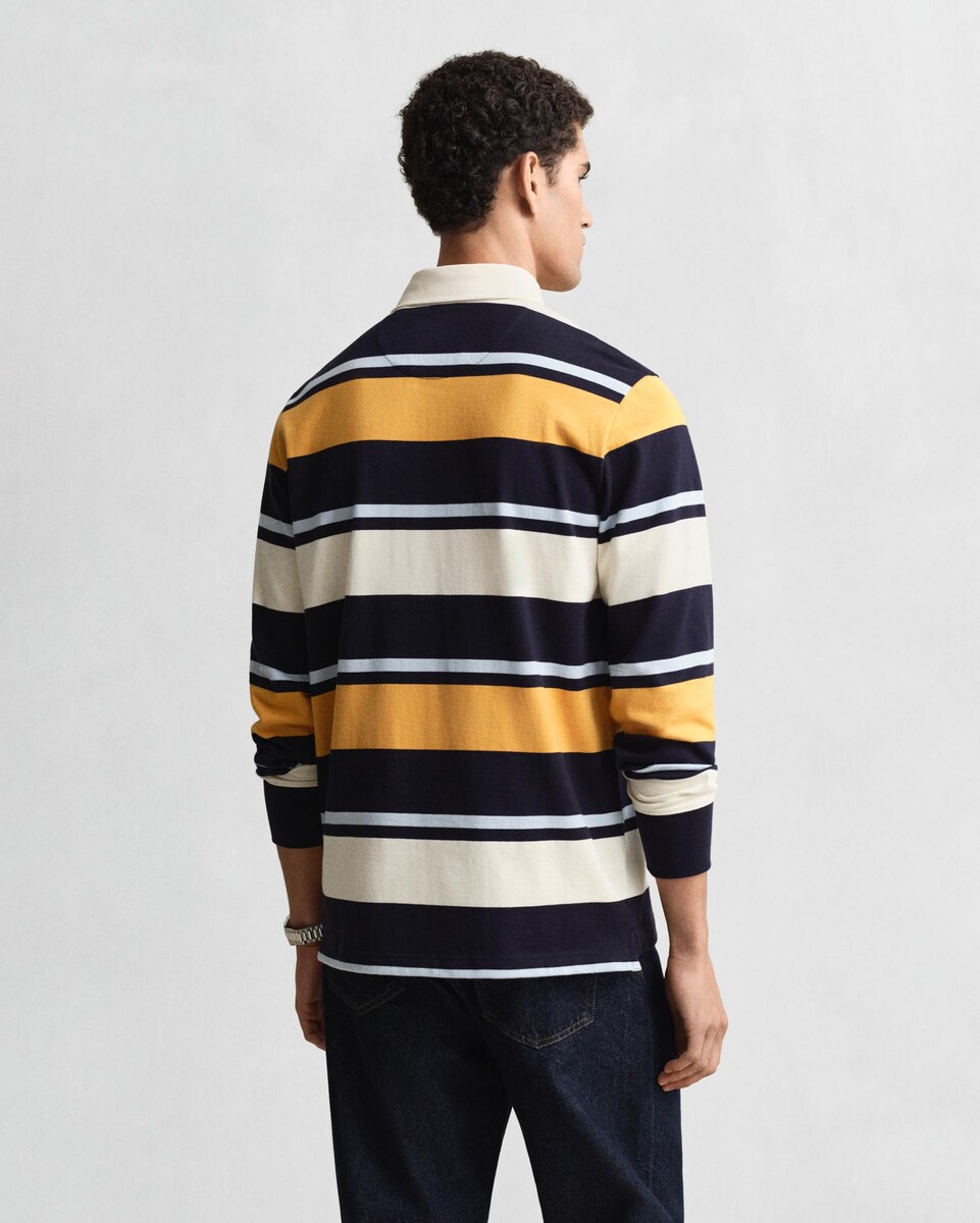 Polo de Manga Comprida com Design Às Riscas Amarelo-2