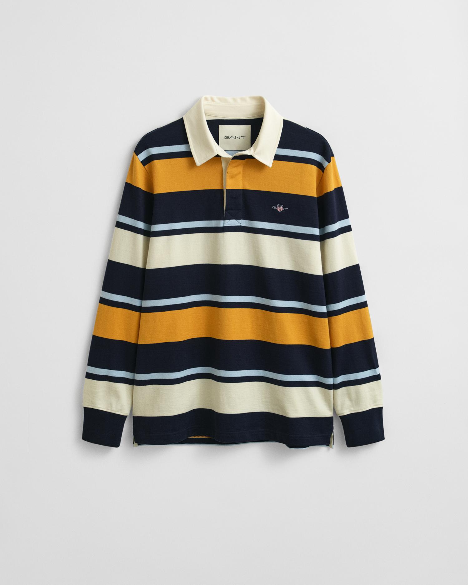 Polo de Manga Comprida com Design Às Riscas Amarelo-5