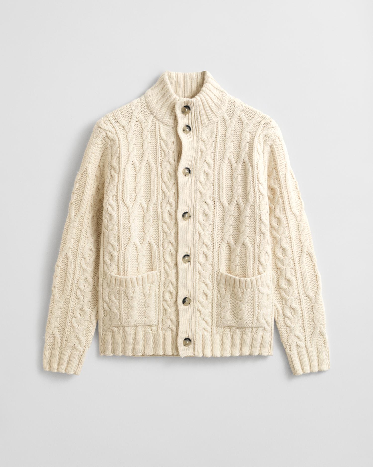 Cardigan em Malha com Bolsos Frontais Branco-5