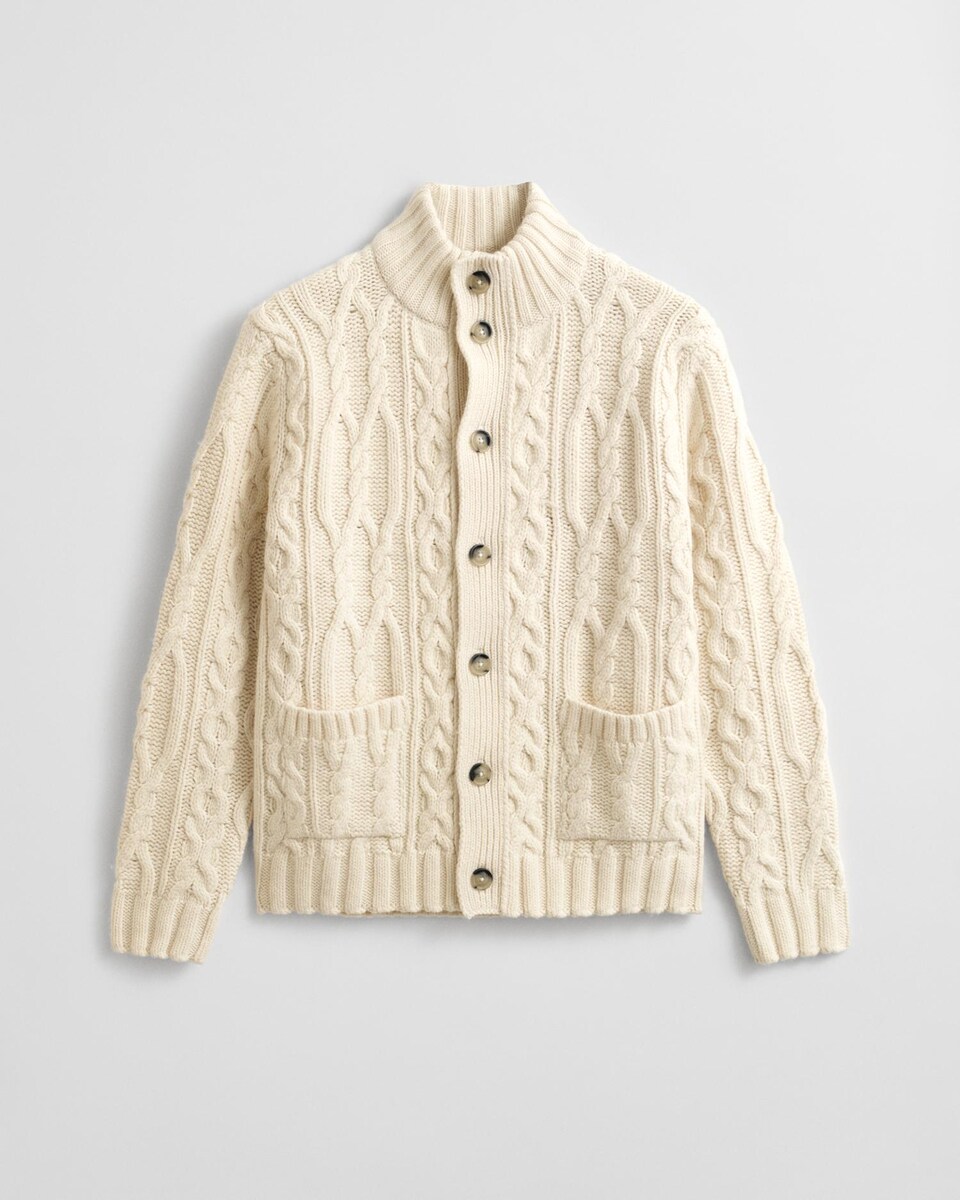 Cardigan em Malha com Bolsos Frontais Branco-5