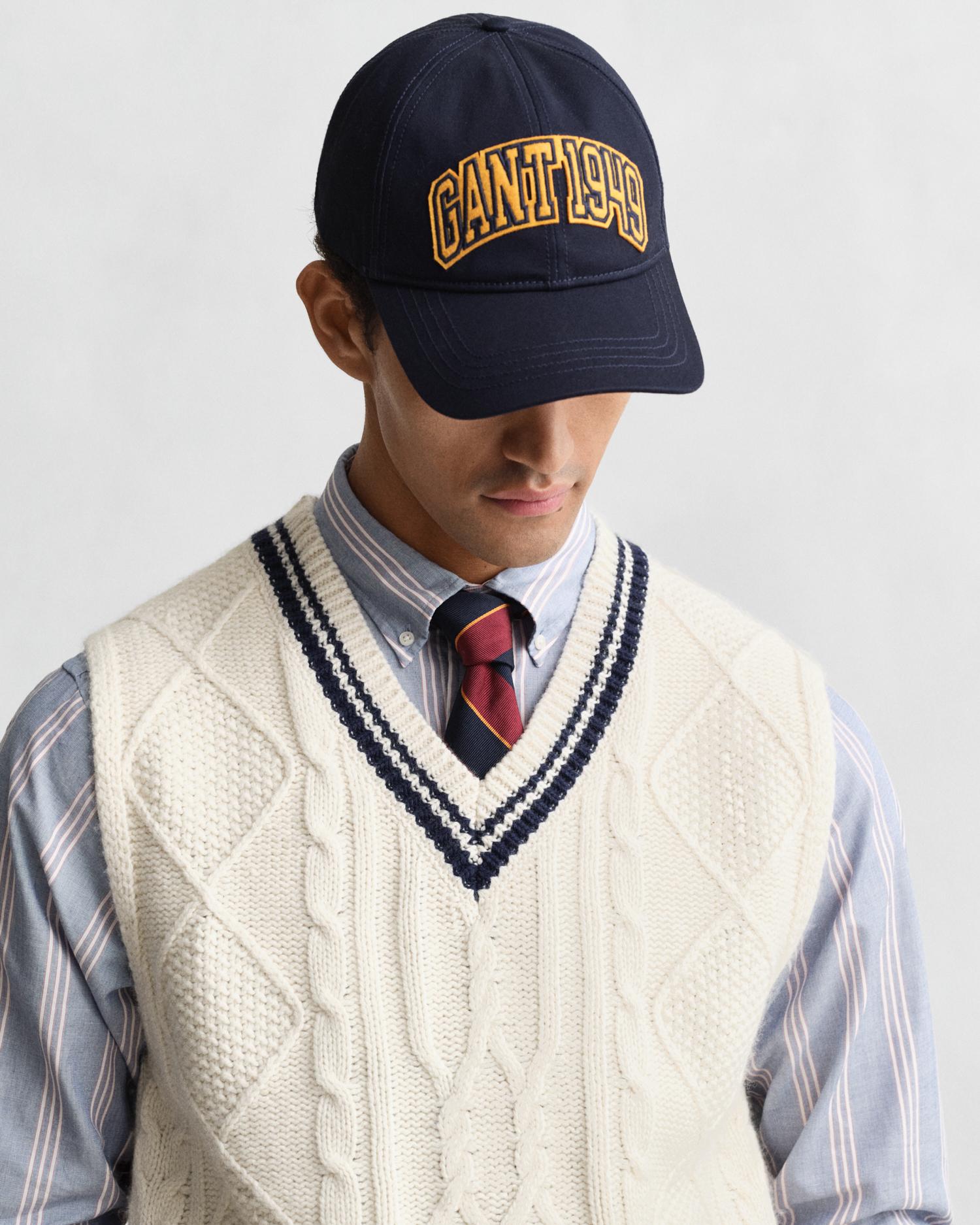 Colete de Malha com Design de Oitos e Gola em V Branco-3