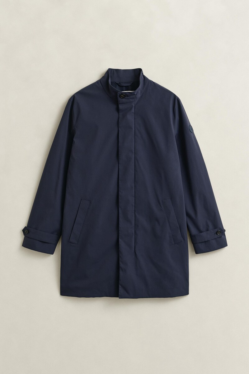 Sobretudo Leve com Fecho Zip Azul-escuro-1