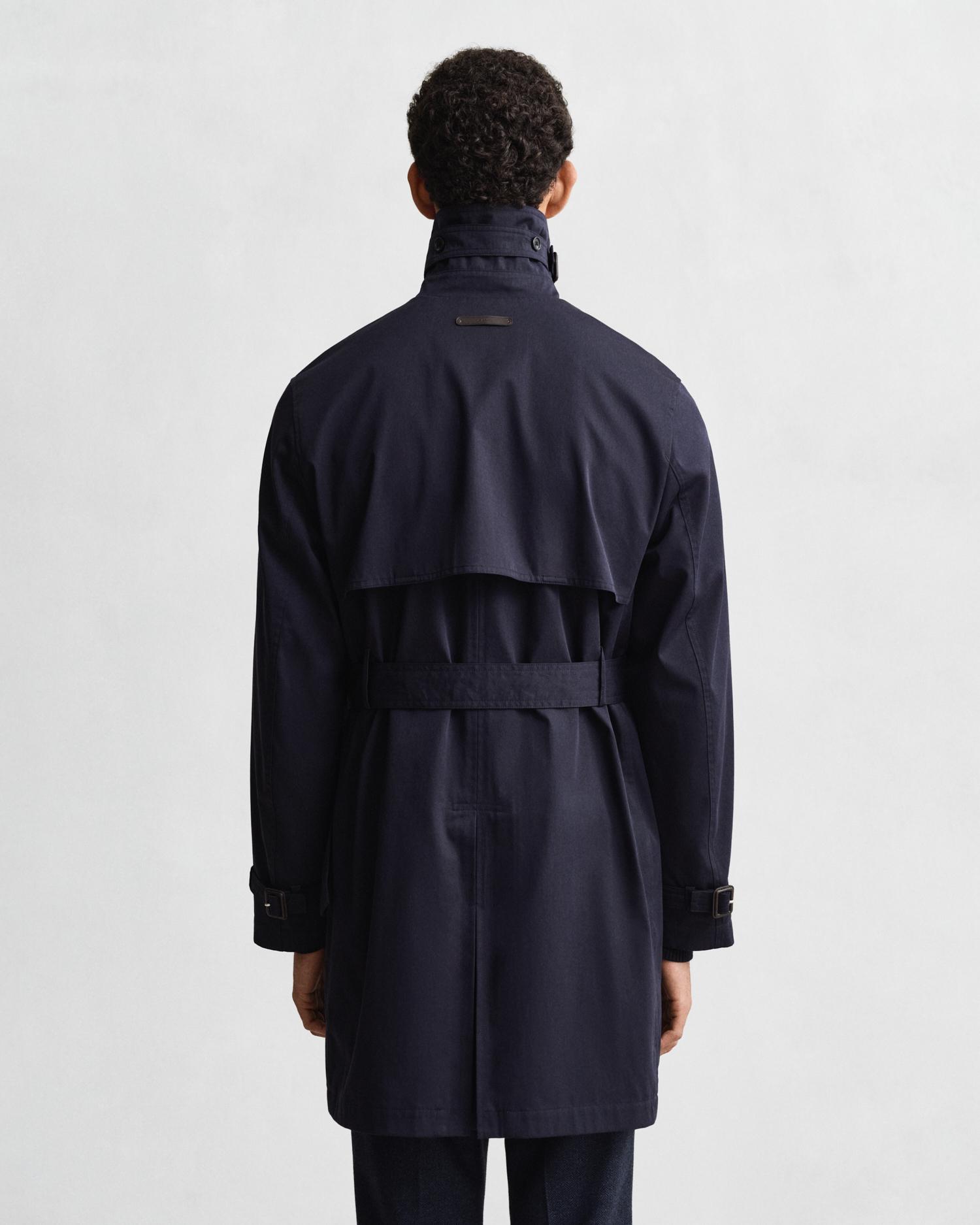 Gabardina Cruzada com Cinto Azul-escuro-2