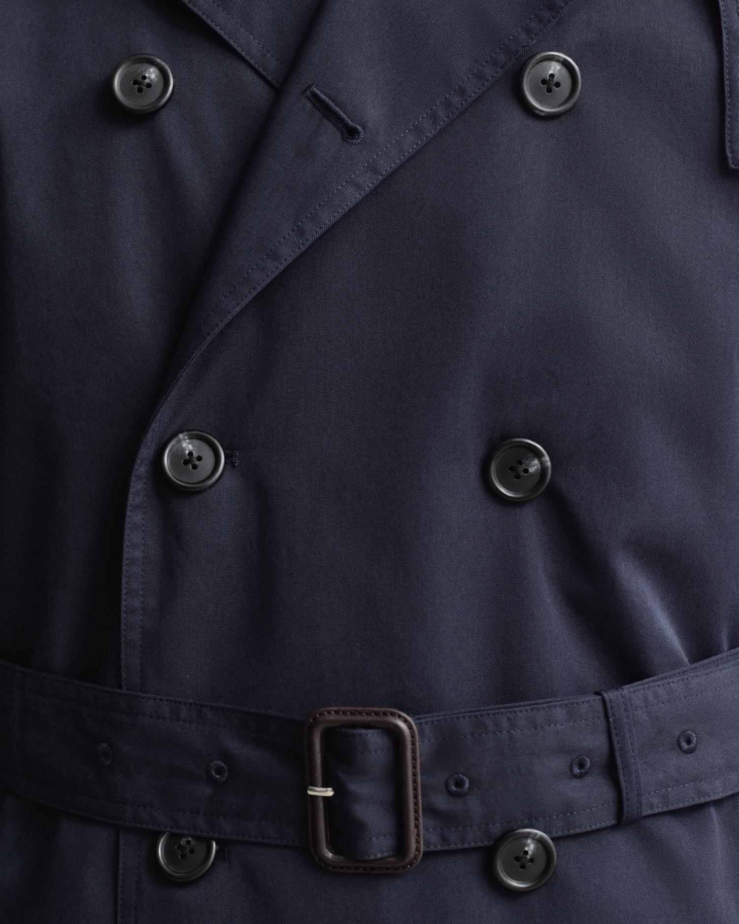 Gabardina Cruzada com Cinto Azul-escuro-3