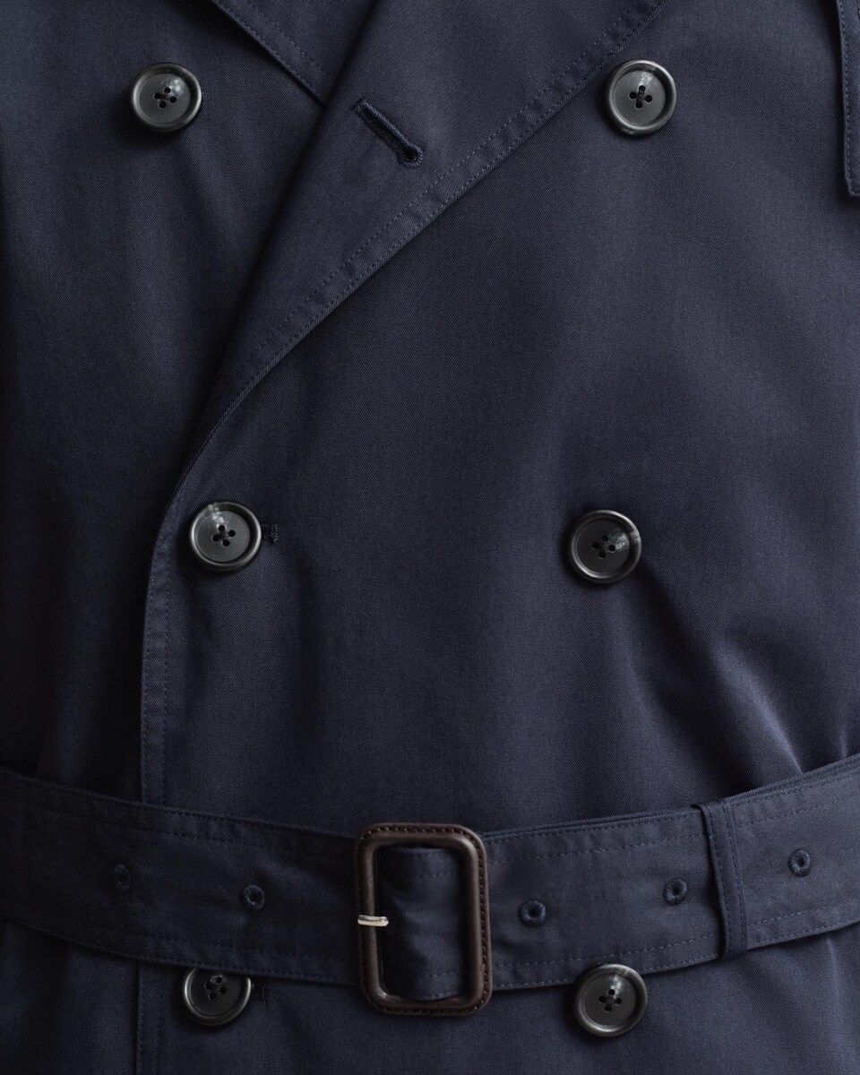 Gabardina Cruzada com Cinto Azul-escuro-3