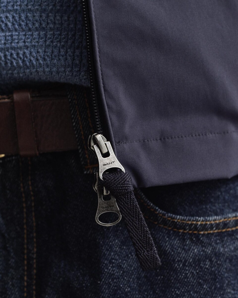 Blusão com Fecho Zip e Bainha Elástica Azul-escuro-3